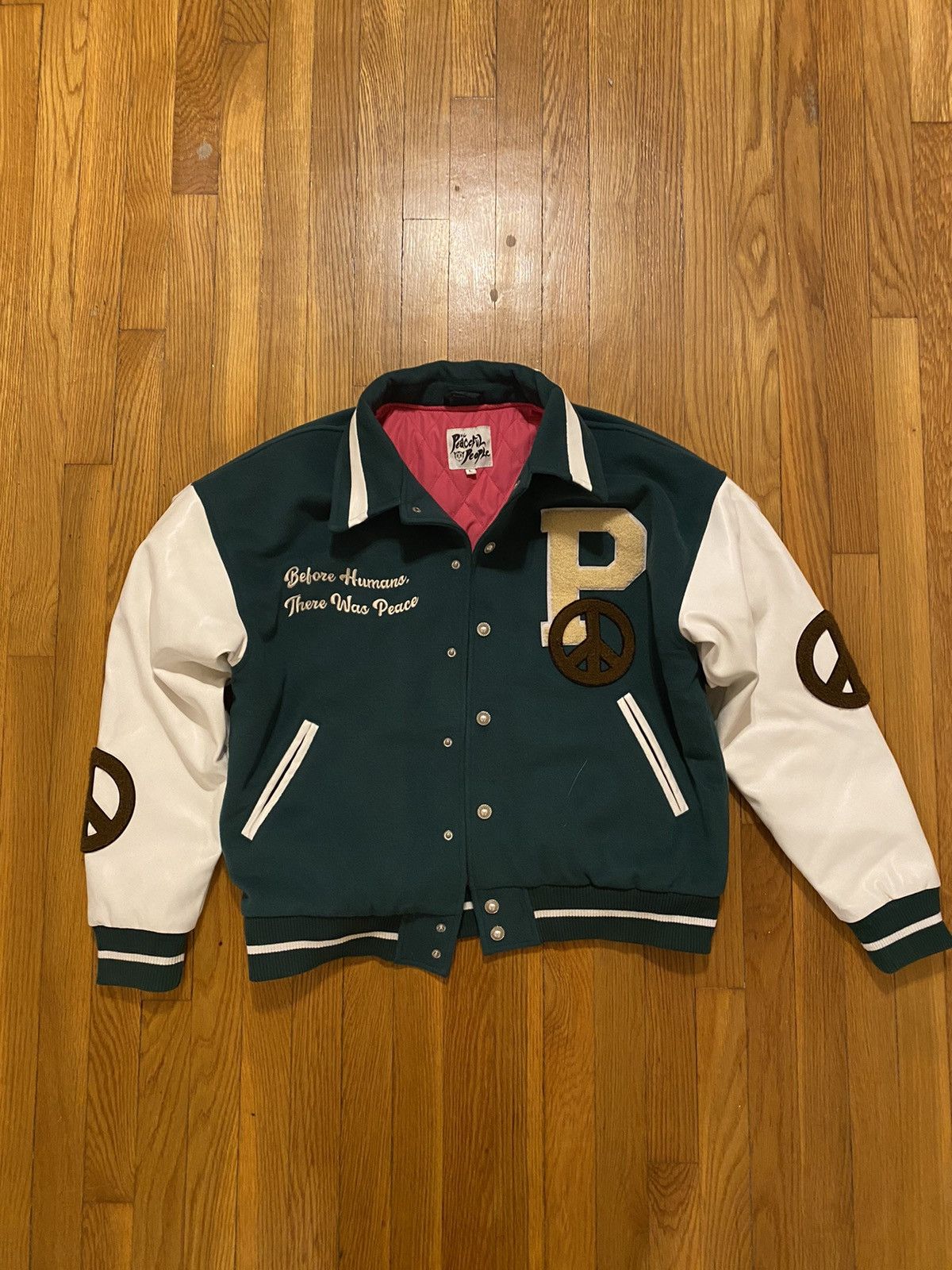 Japanese Brand The peaceful people varsity jacket Size US L / EU 52-54 / 3 - 1 Thumbnail