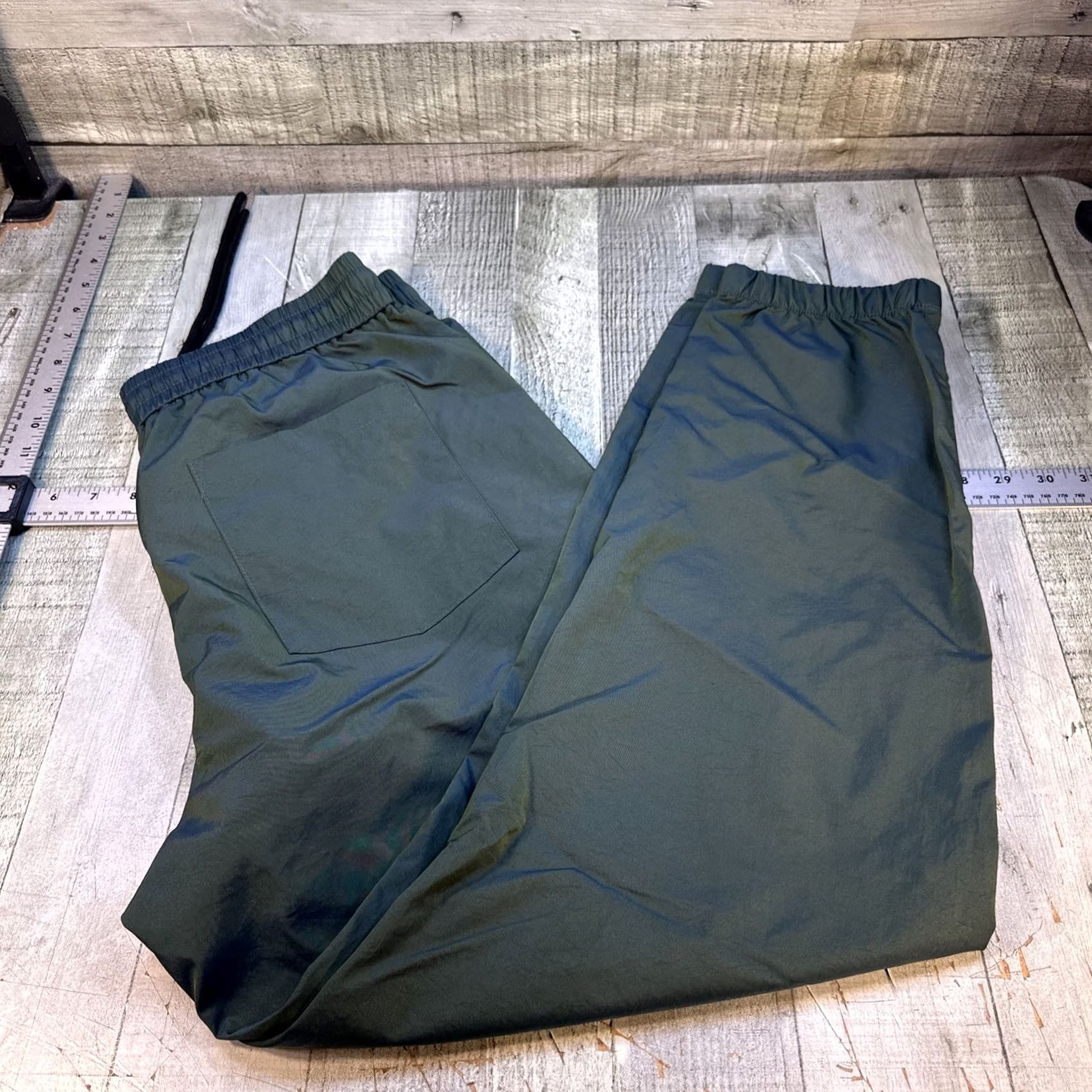 Olive Genlab Olive Green Track Pants Nylon Athletic Joggers Streetwear Mens L Size US 33 - 4 Thumbnail