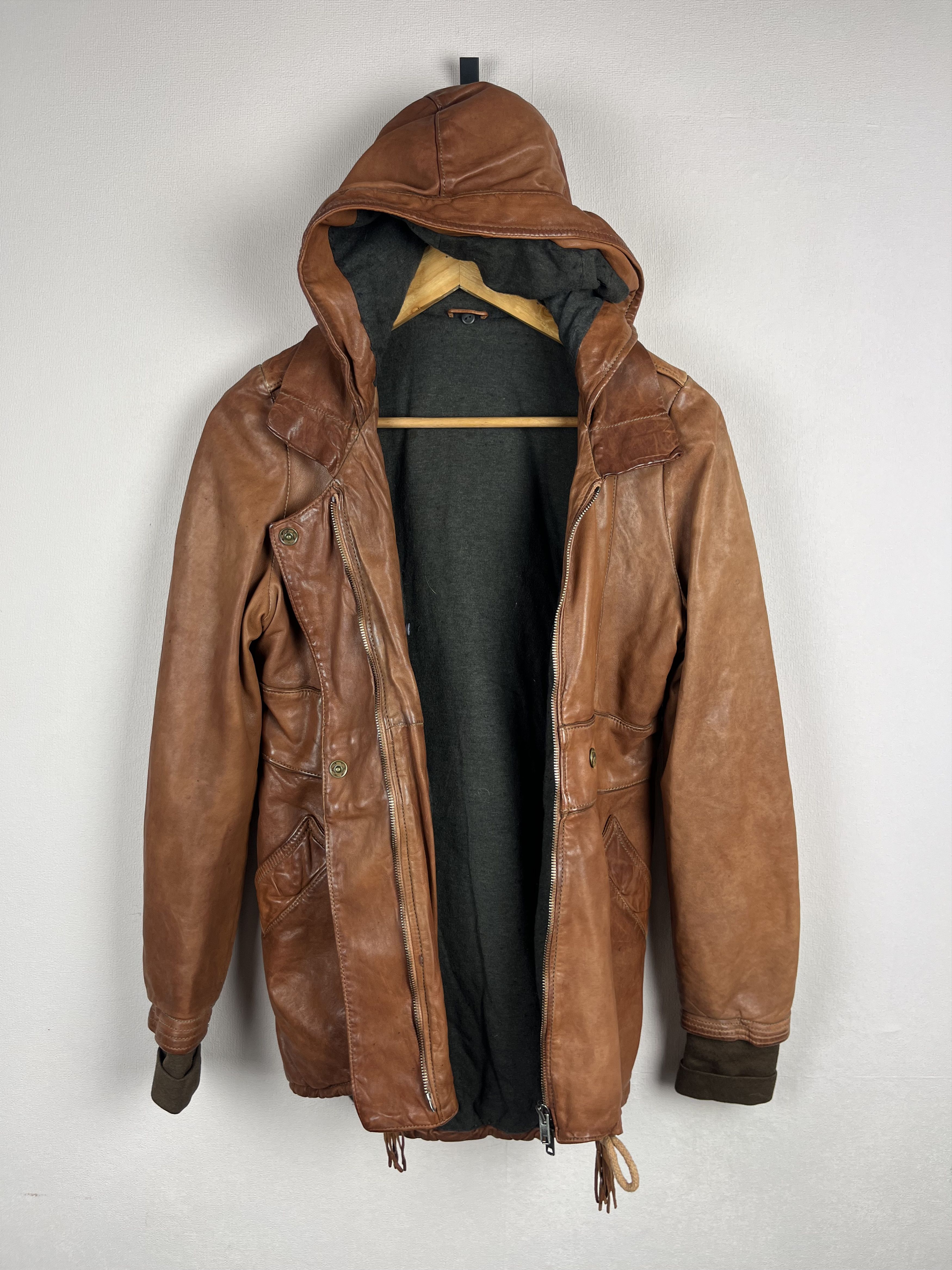 Giorgio Brato Giorgio Brato Hooded Zip Leather Brown Jacket Vera Pelle Size M / US 6-8 / IT 42-44 - 2 Thumbnail