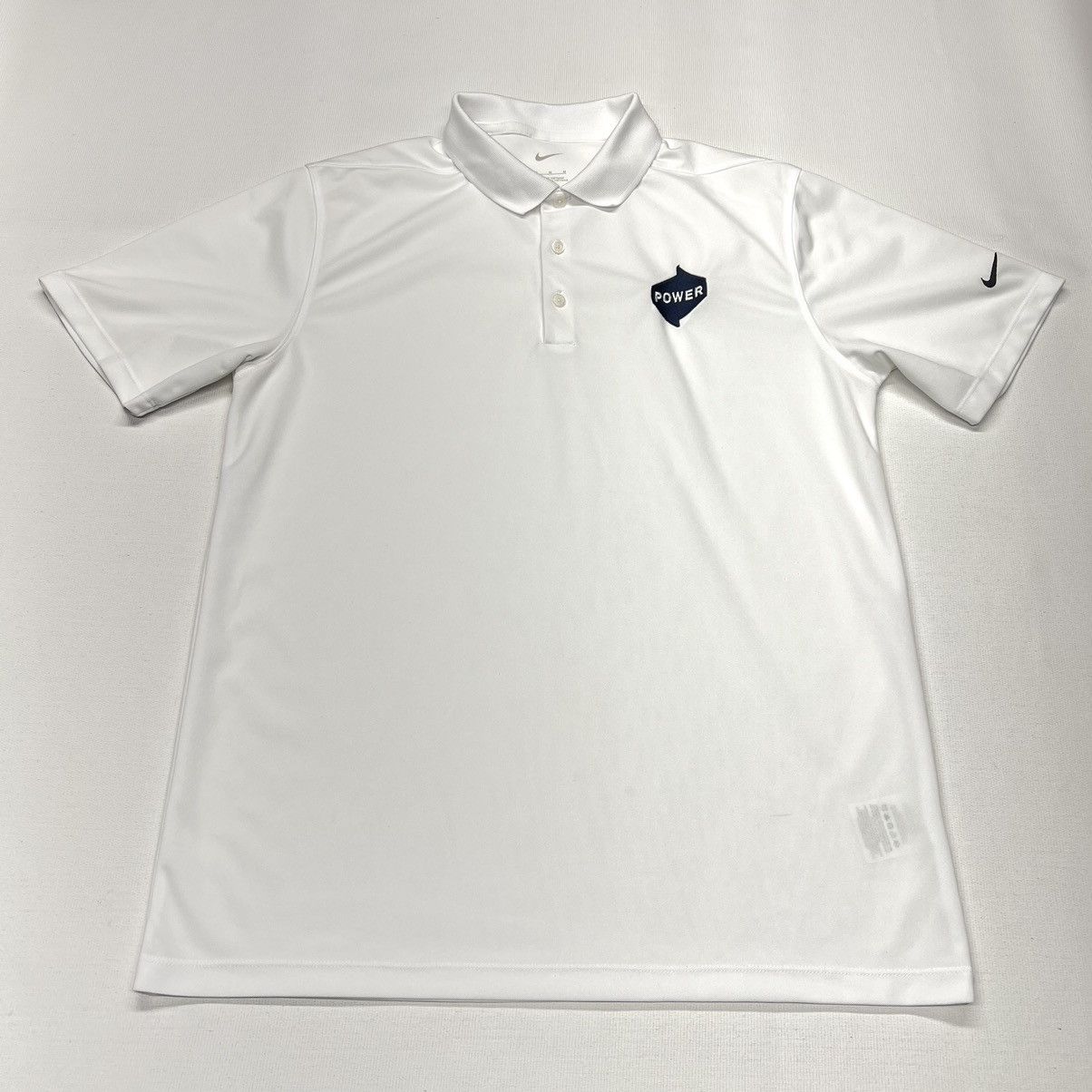 Nike Polo Shirt White Golf Embroidered Power Logo Athletic