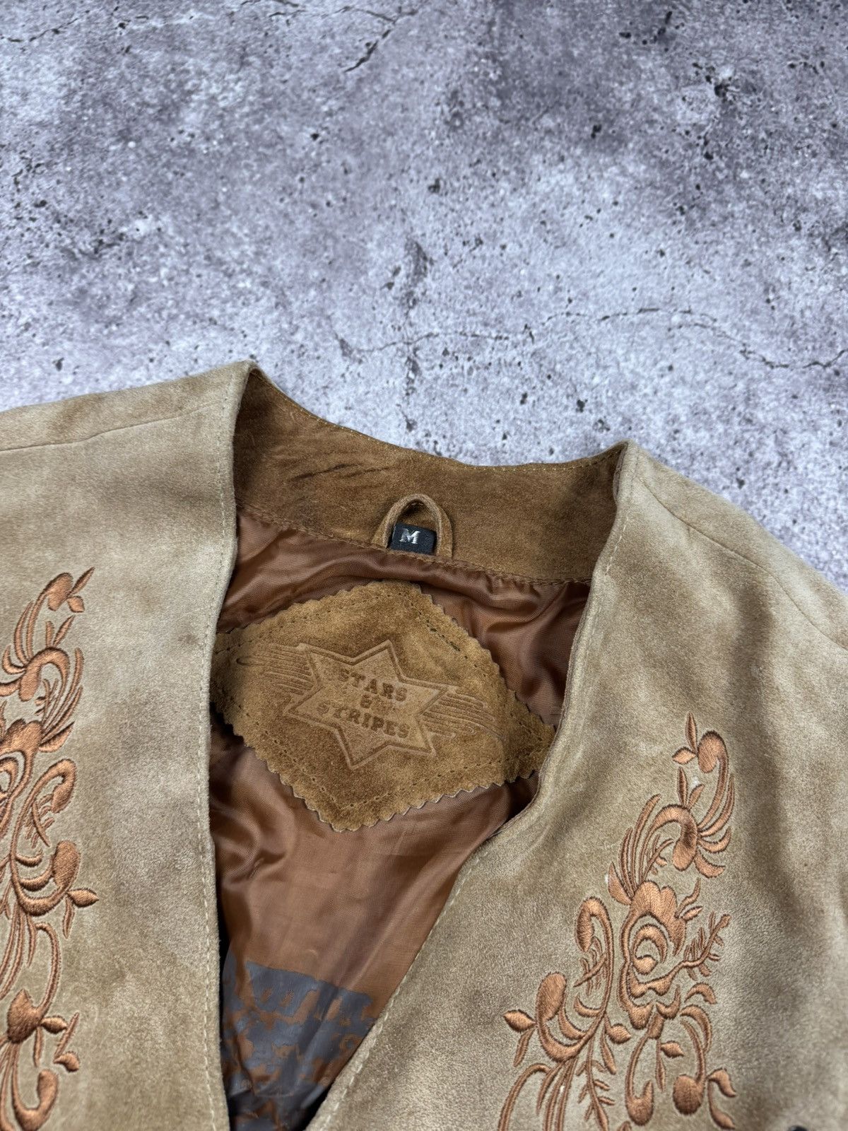 Cowboy Equipment Stars & Stripes 00s vintage real leather suede western vest Size M / US 6-8 / IT 42-44 - 3 Thumbnail