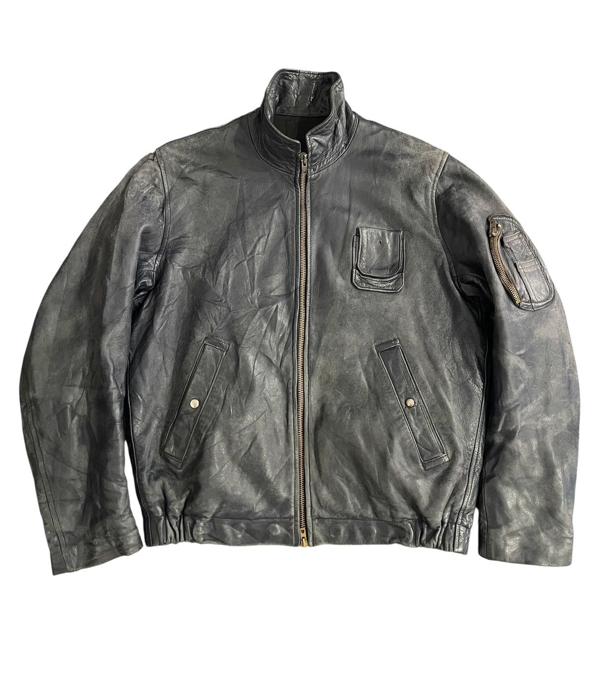 Vintage Vintage 1960’s French Air Force Faded Leather Jacket Size US L / EU 52-54 / 3 - 1 Thumbnail