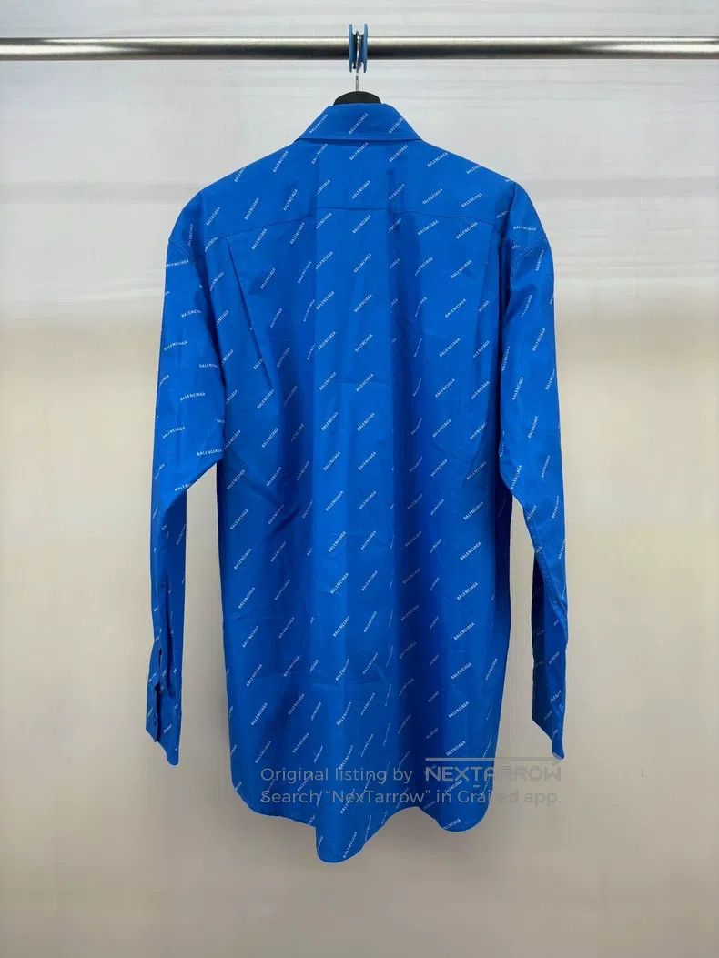 Balenciaga Balenciaga size 39 Blue all-over logo shirt Size US S / EU 44-46 / 1 - 2 Thumbnail