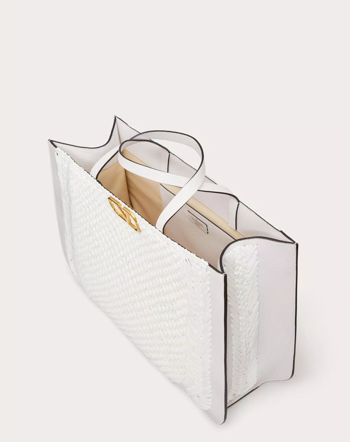 Valentino o1s1wg111125 Size: OS / Vlogo Signature Raffia Handbag White Size ONE SIZE - 7 Thumbnail