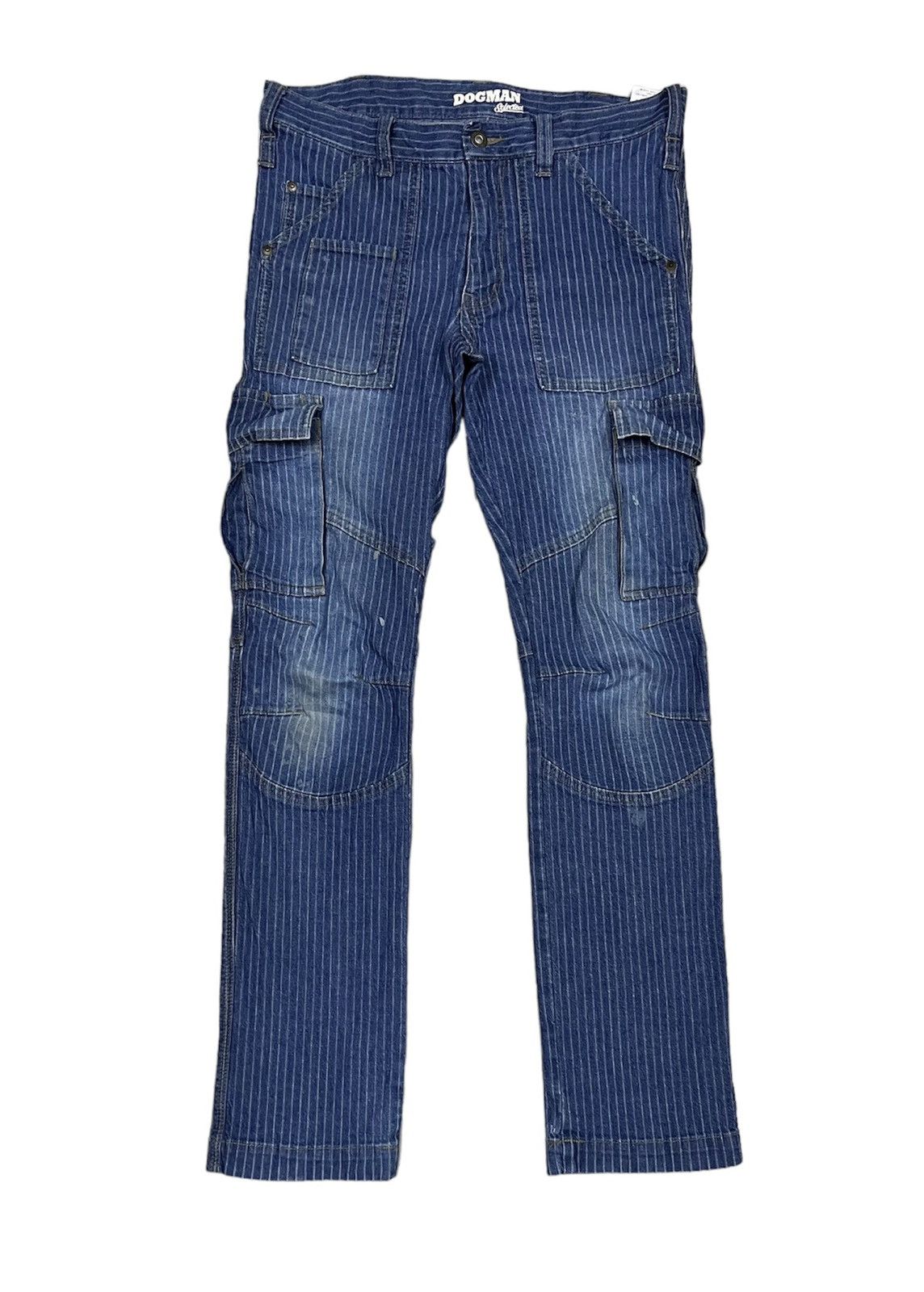 image of Distressed Denim x Vintage Dogman Selected Stretchable Cargo/multipocket Pant X in Blue (Size 32)
