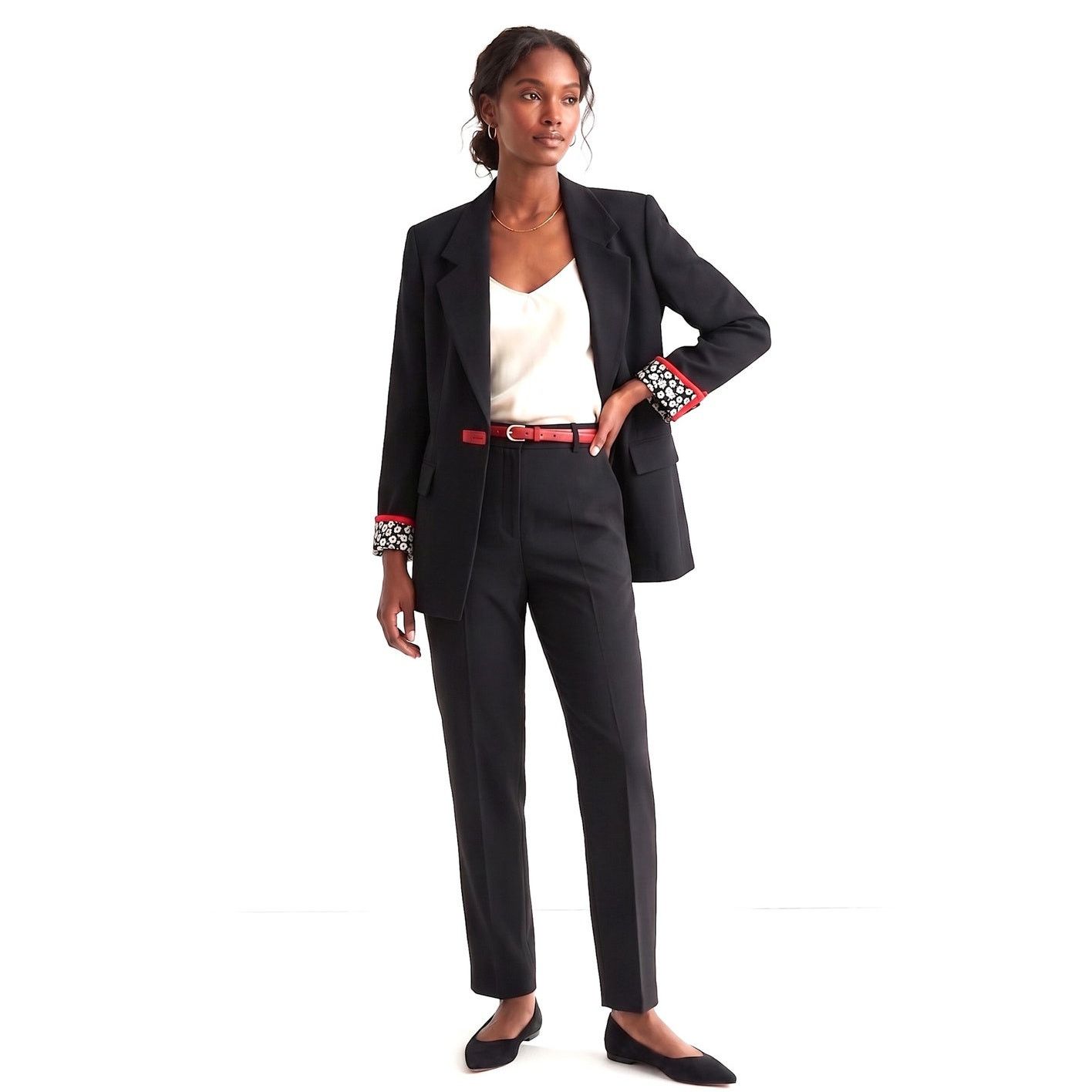 Vintage 90s Statment Blazer Black Red Trim Gold Button Floral Cuffs Size M / US 6-8 / IT 42-44 - 6 Thumbnail