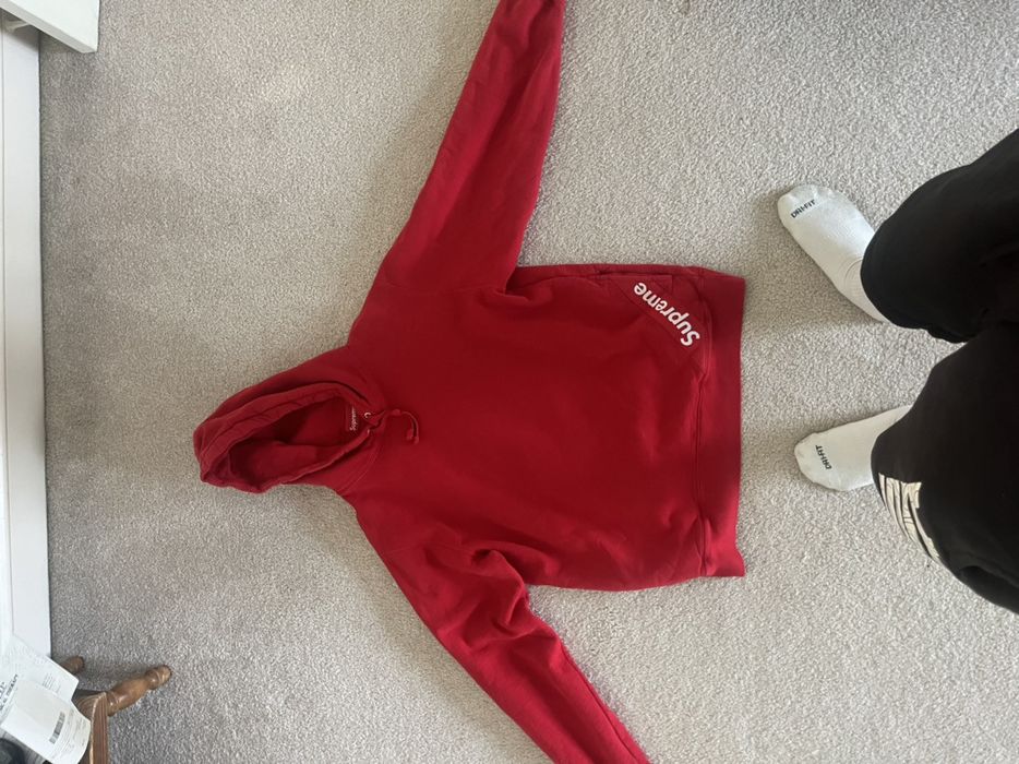 Supreme Corner Label Hooded Sweatshirt Red