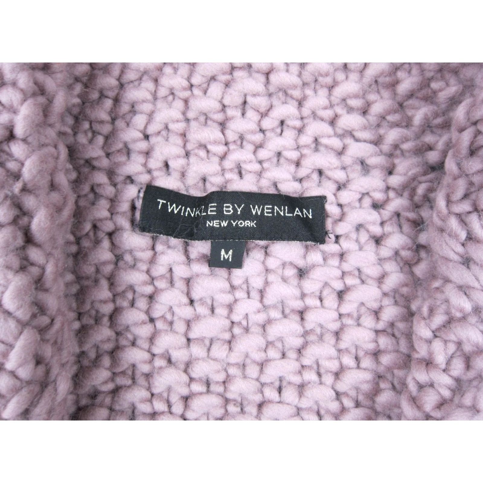 Vintage Twinkle by Wenlan Cardigan Womens Medium Pink Wool Chunky Knit Crop Open Size M / US 6-8 / IT 42-44 - 3 Thumbnail