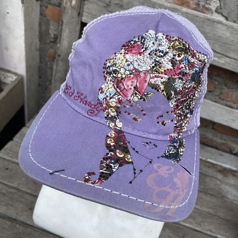 Ed Hardy × Vintage 2000s Ed hardy geisha trucker cap Size ONE SIZE - 5 Thumbnail