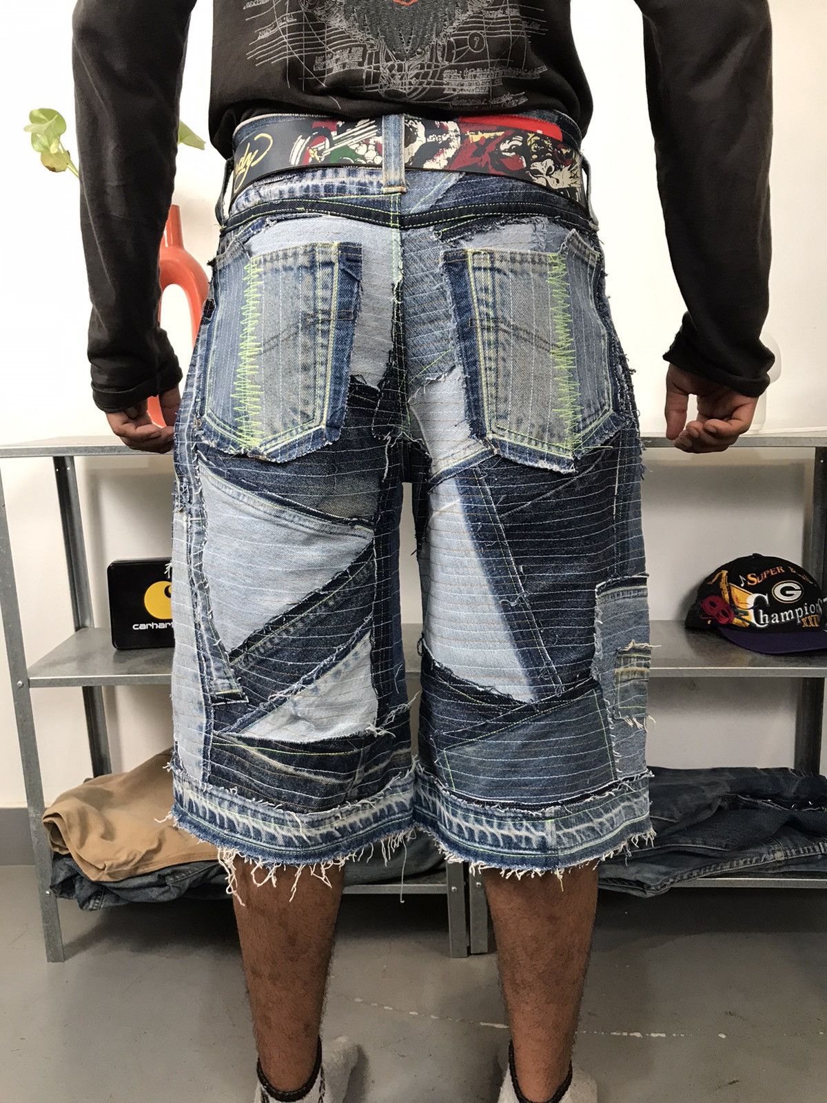 Designer × Vintage Vintage 1of1 upcycle neon scrap jort Size US 32 / EU 48 - 2 Thumbnail