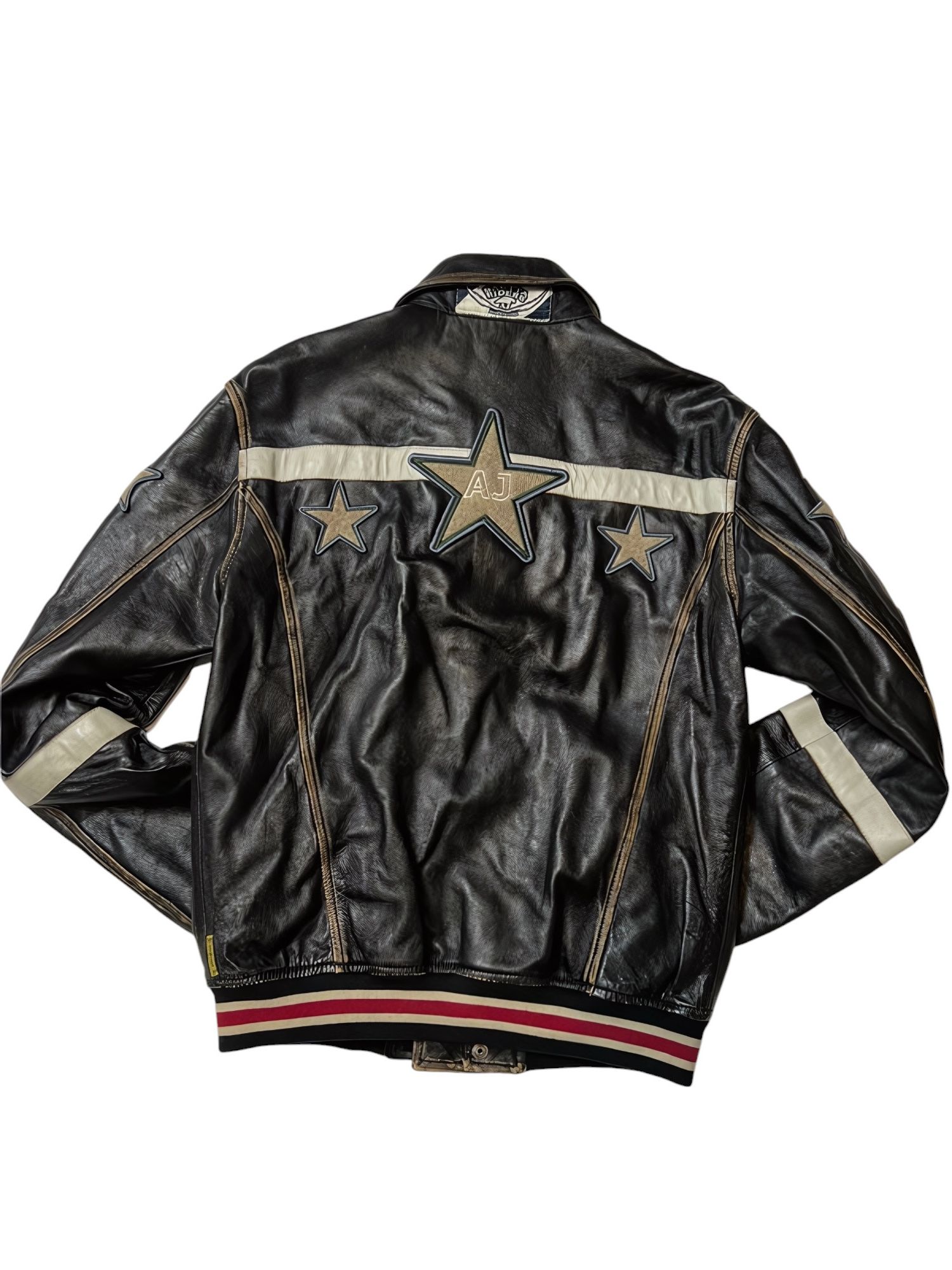Armani ARCHIVE OVINE LEATHER BOMBER VARSITY HEAVY JACKET Size US M / EU 48-50 / 2 - 2 Thumbnail