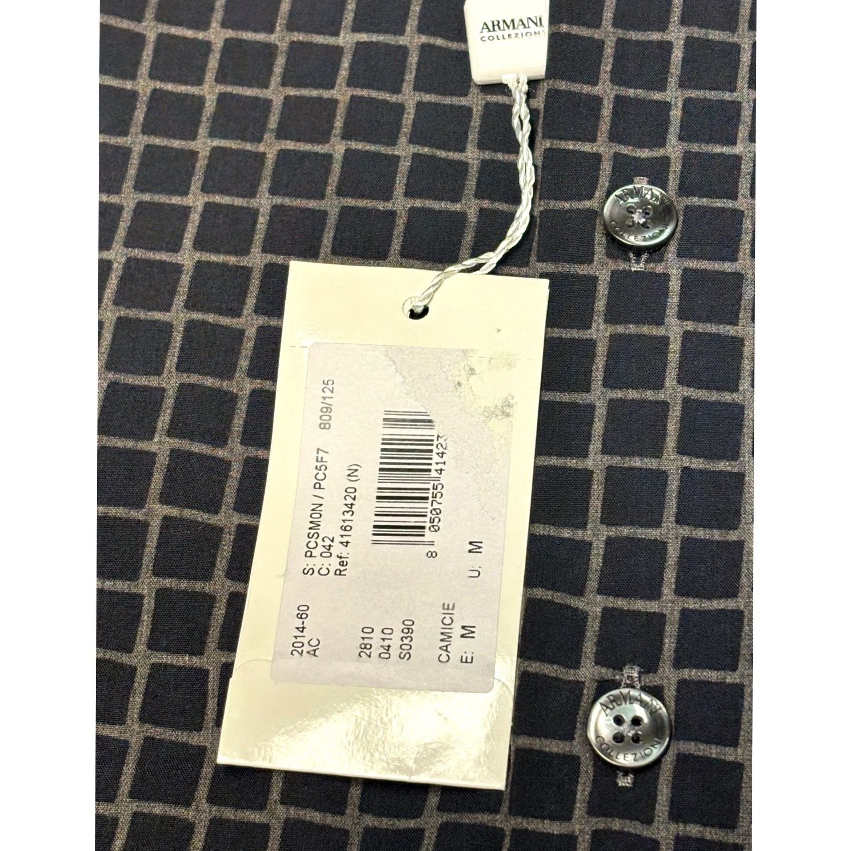 Armani NWT Armani Collezioni Mens Grid Print Long Sleeve Button Down Shirt Grey M Size US M / EU 48-50 / 2 - 3 Thumbnail