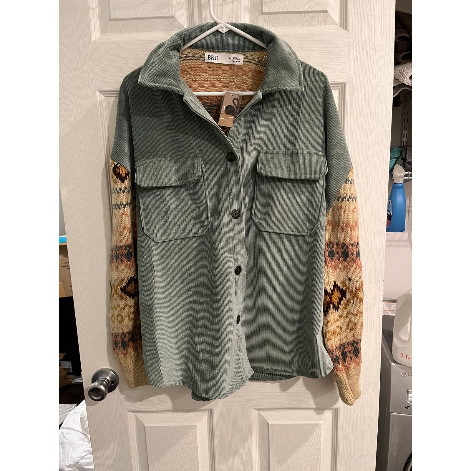 BKE BKE Pieced Corduroy Shacket sea foam multi size medium Size M / US 6-8 / IT 42-44 - 1 Thumbnail