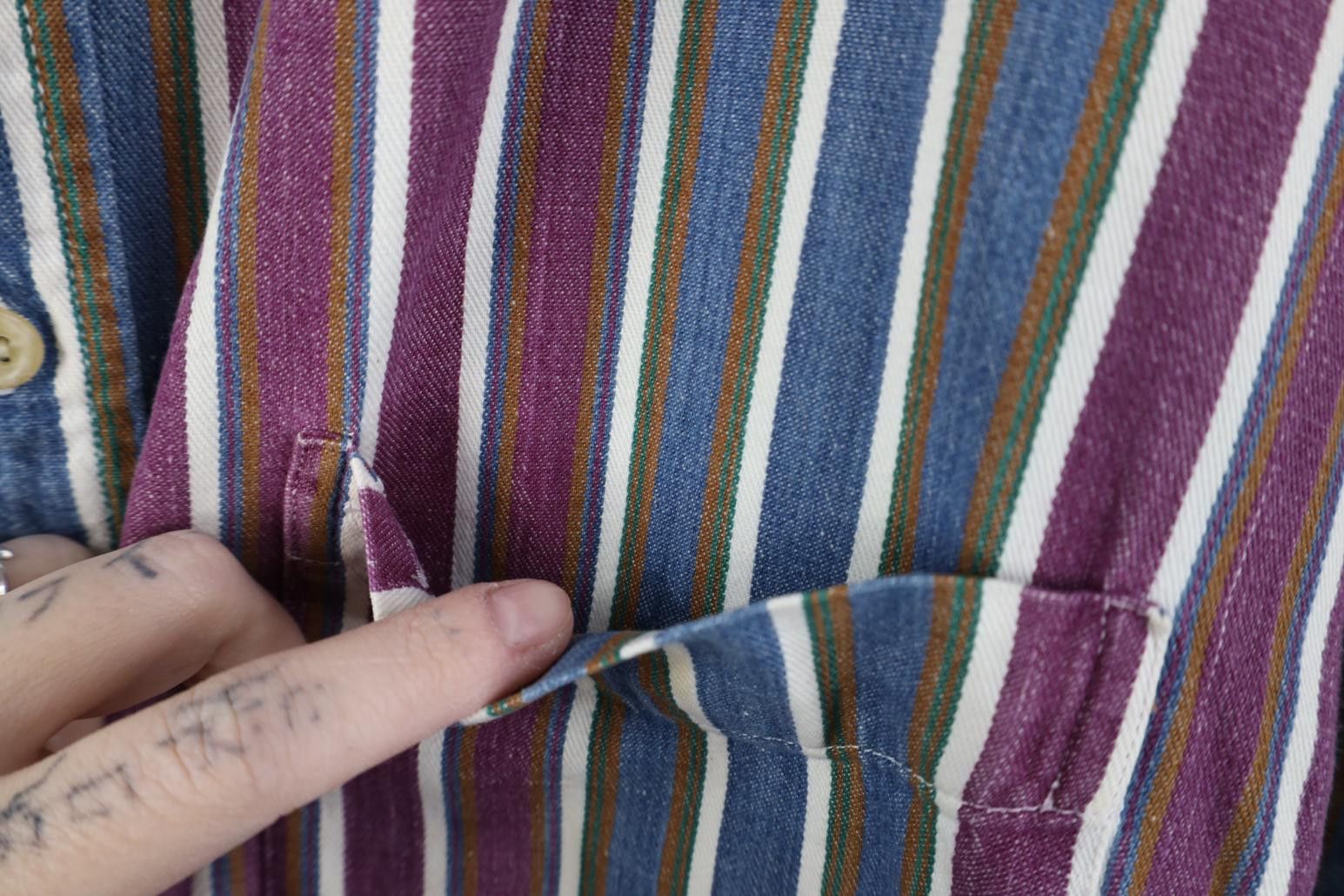 Vintage Vintage 90s Streetwear Striped Collared Button Down Shirt Size US L / EU 52-54 / 3 - 6 Thumbnail