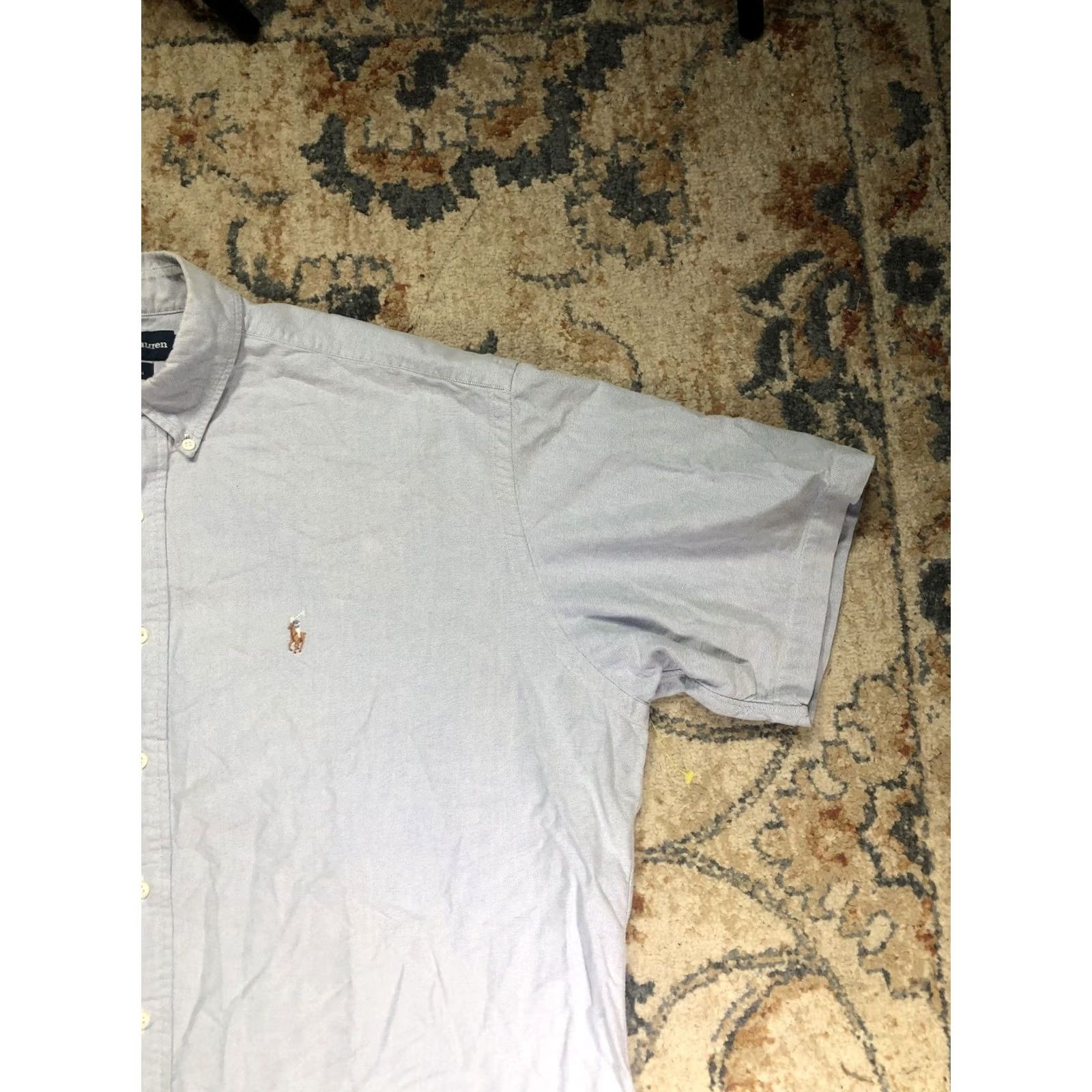 Ralph Lauren Ralph Lauren Shirt Mens XL Blue Solid Short Sleeve Button-Down Blake Pony Logo Size US XL / EU 56 / 4 - 4 Thumbnail