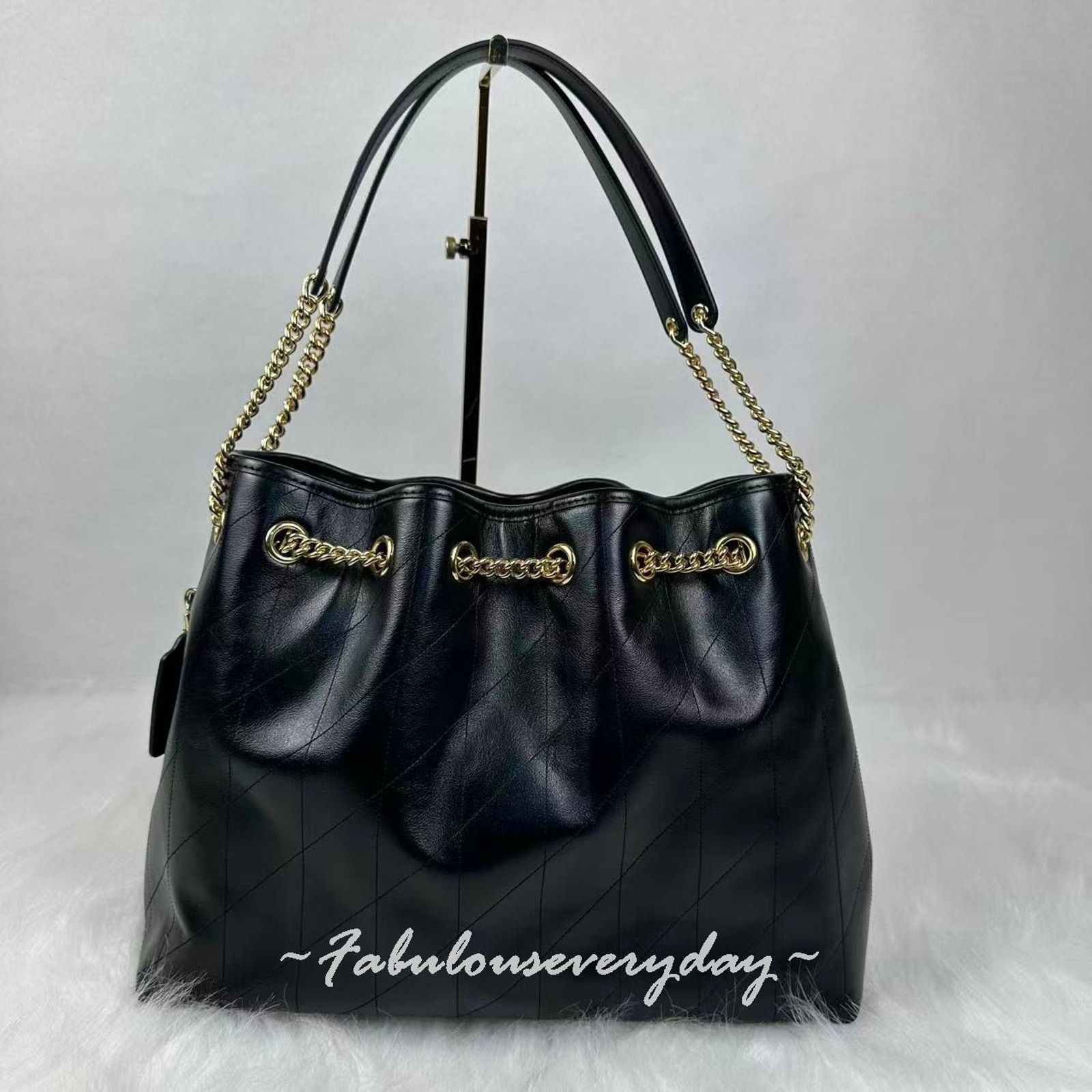 Coach Coach Evelyn Shoulder Bag With Quilting Leather/Gold/Black Size ONE SIZE - 4 Thumbnail