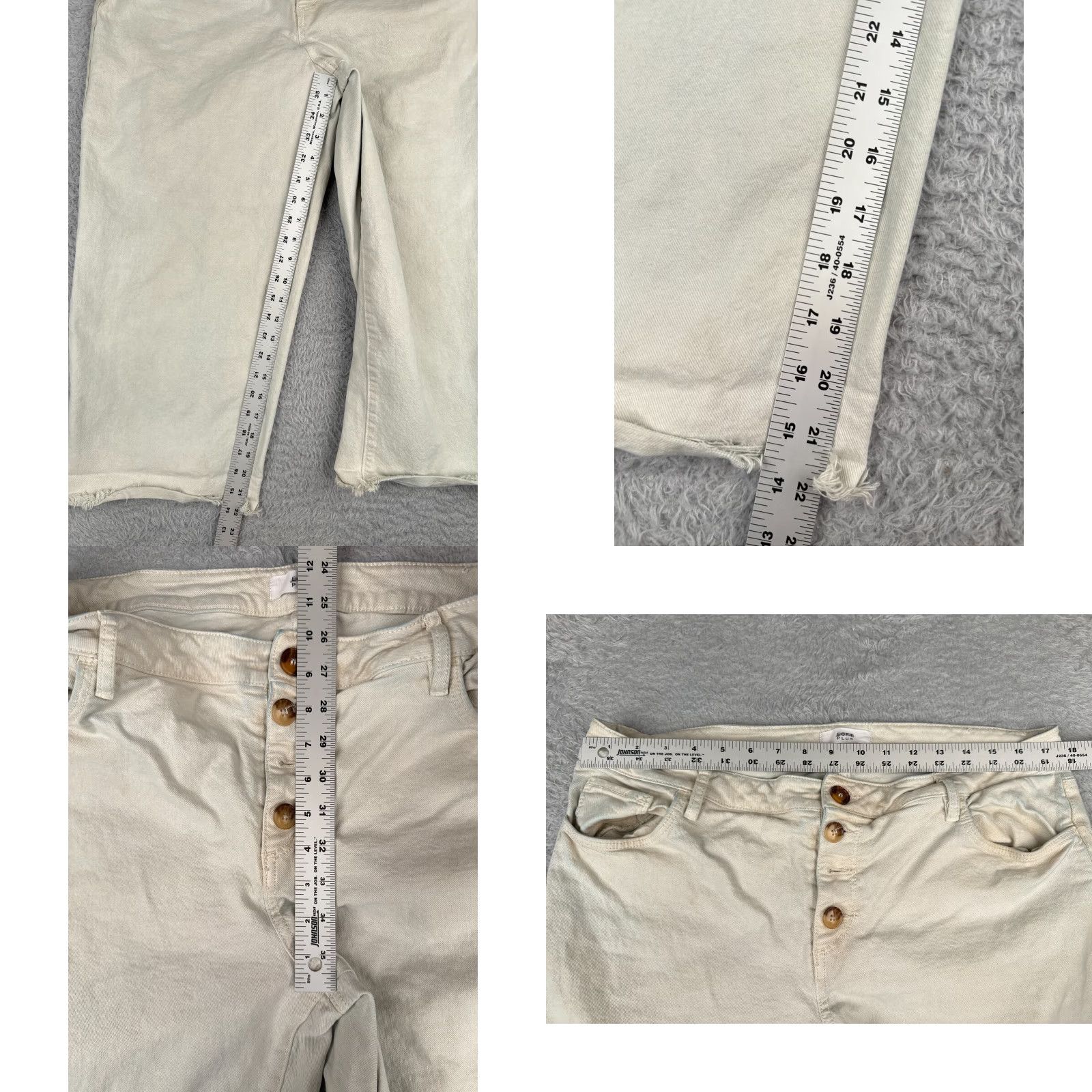 Loft VINTAGE LOFT Jeans Women 14 White Denim Wide-Leg High Rise Zip 34x22 Read Me Size 36" / US 14 / IT 50 - 8 Thumbnail