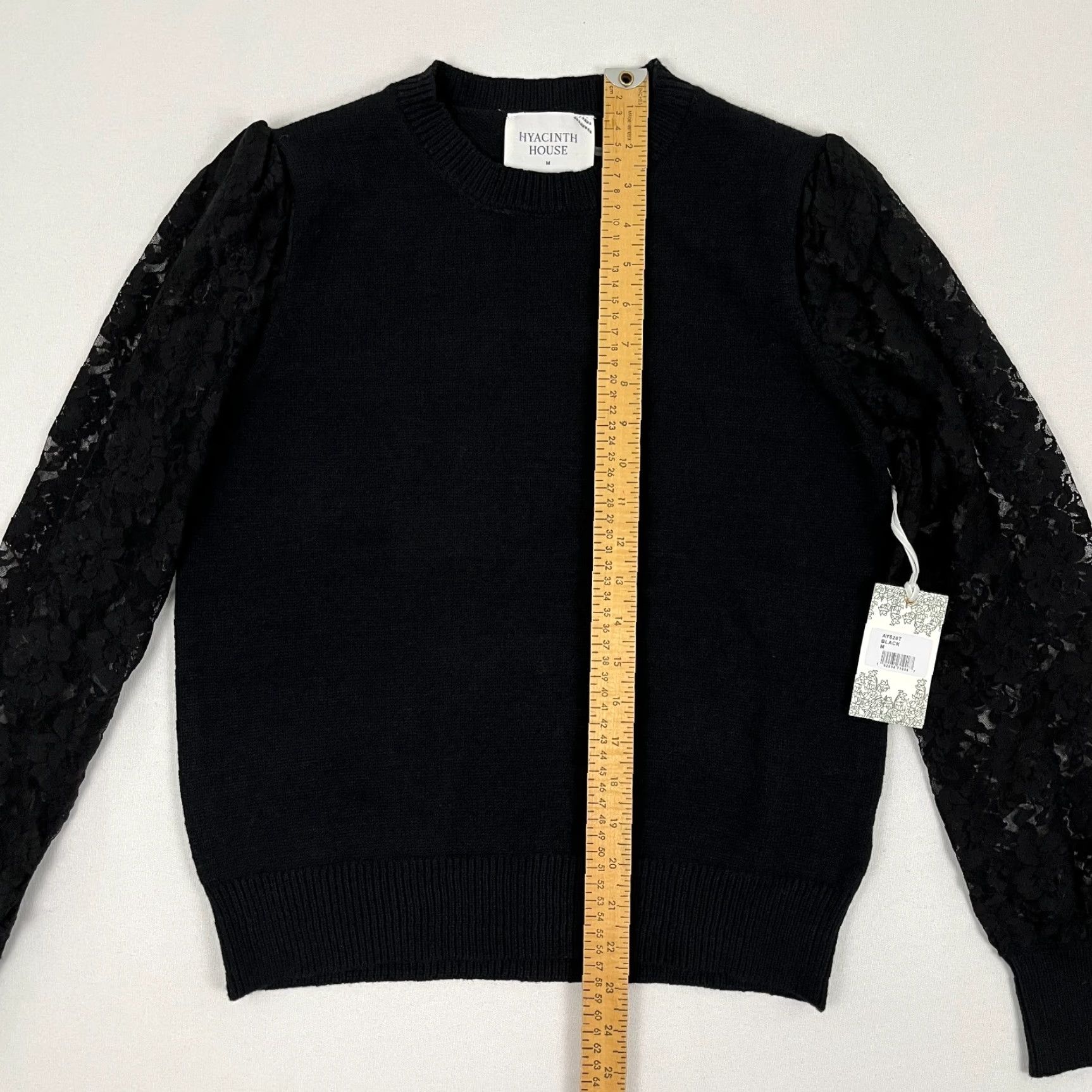 Vintage Hyacinth House Londyn Lace Sweater Women M Black Crewneck Pullover Knit Regular Long Sleeve Casual Workwear NEW Size M / US 6-8 / IT 42-44 - 5 Thumbnail