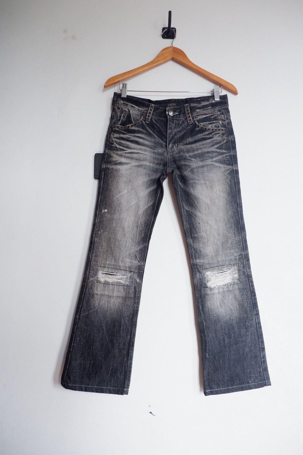 Tornado Mart Vintage Lagust Glitter Flare Jeans- Vkei Style Size US 28 / EU 44 - 2 Thumbnail