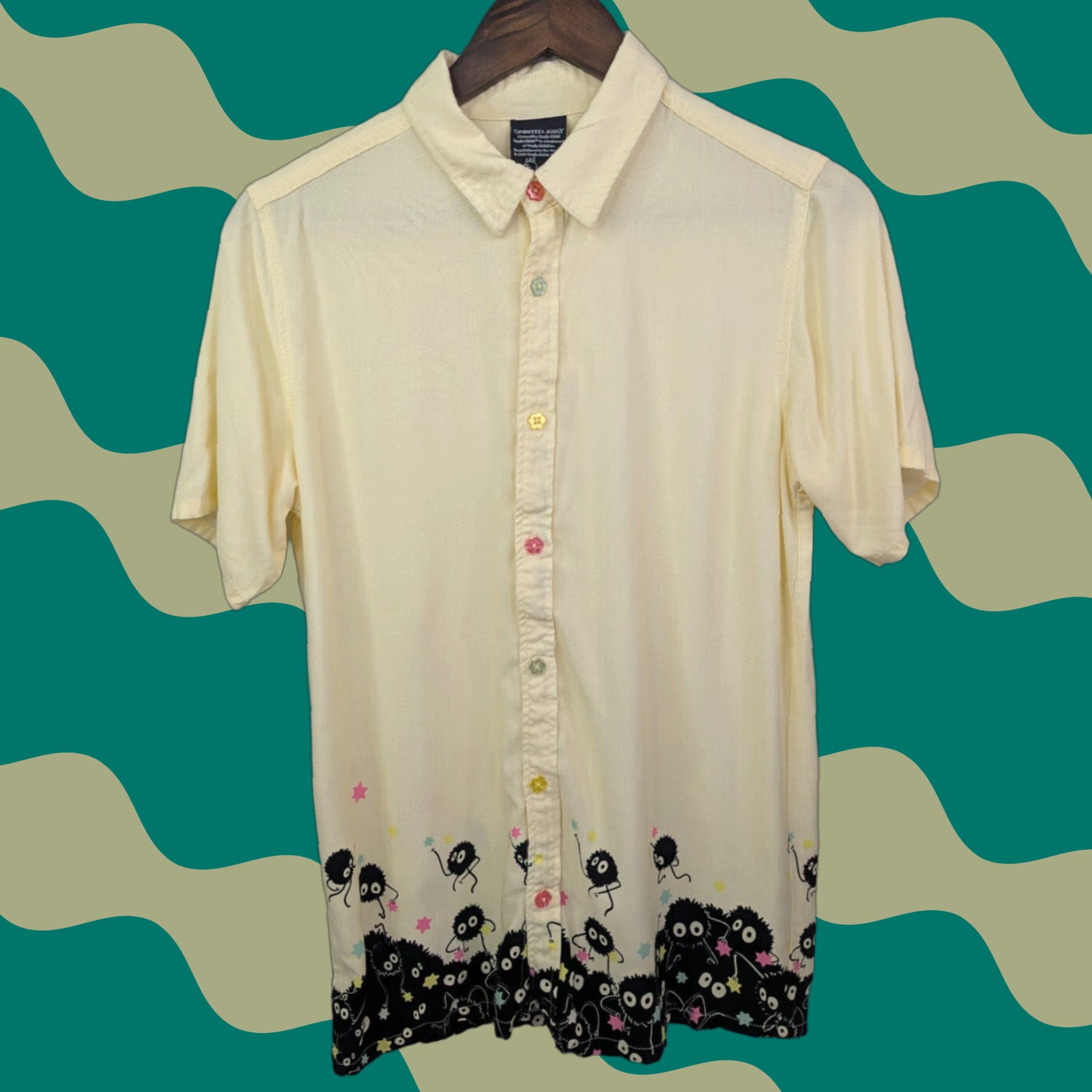 Vintage Spirited Away Dust Mites Soot Sprites Her Universe Button-Up Shirt Women S Beige Size S Size S / US 4 / IT 40 - 1 Thumbnail