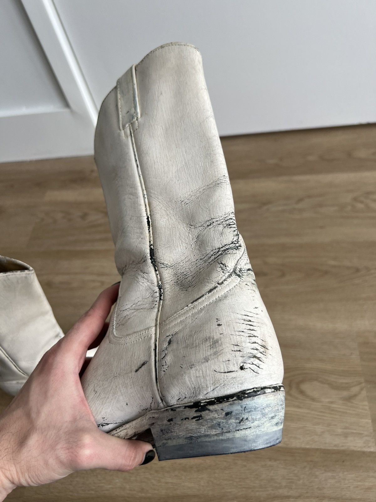 Maison Margiela SS00 White Painted Cowboy Boots Size US 9 / EU 42 - 12 Thumbnail