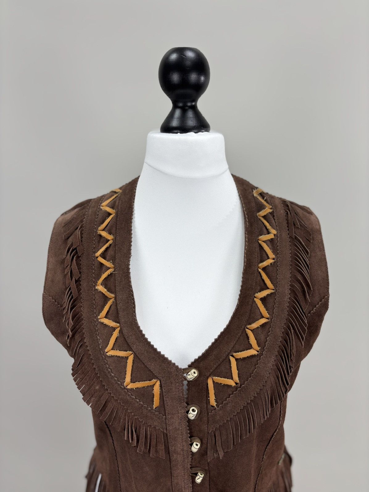 Genuine Leather × Leather Womens leather vest western Stars Stripes Size M Color Brown Size M / US 6-8 / IT 42-44 - 3 Thumbnail