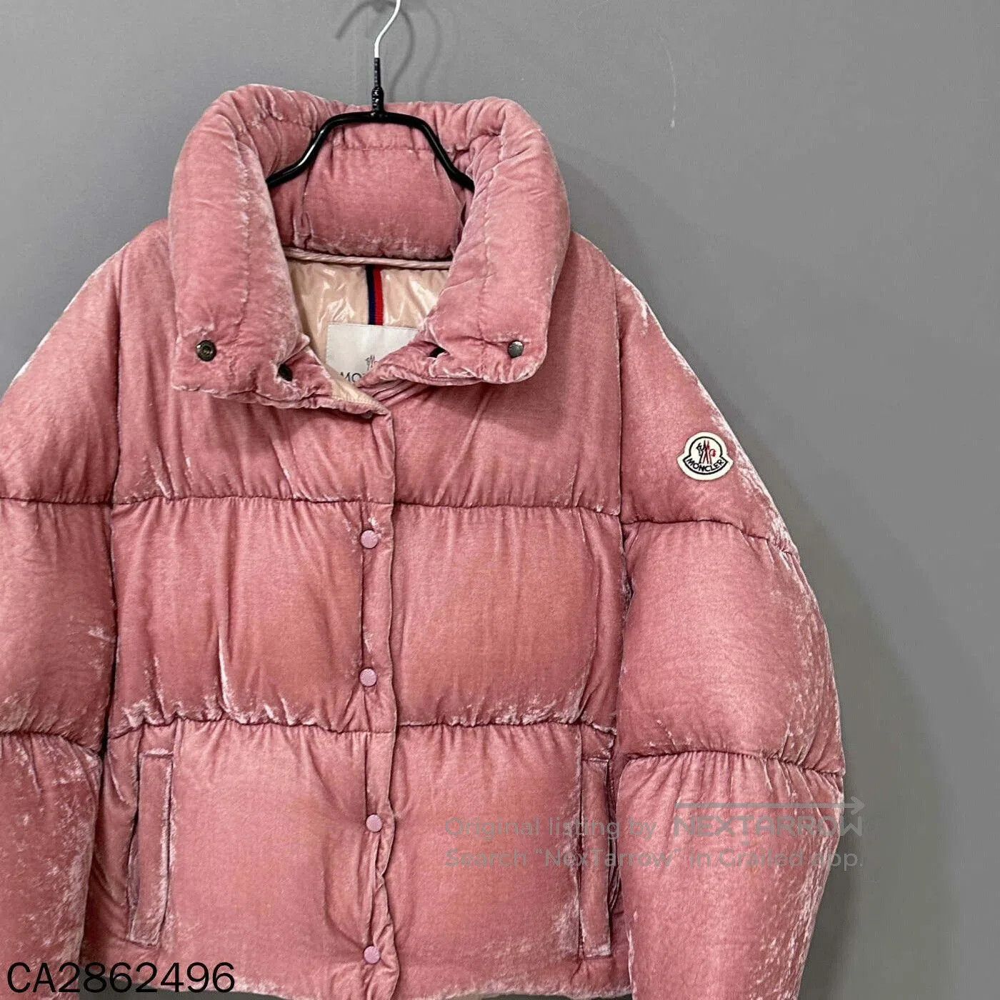 Moncler Peach Pink Velvet Moncler Down Jacket. Size S / US 4 / IT 40 - 2 Thumbnail