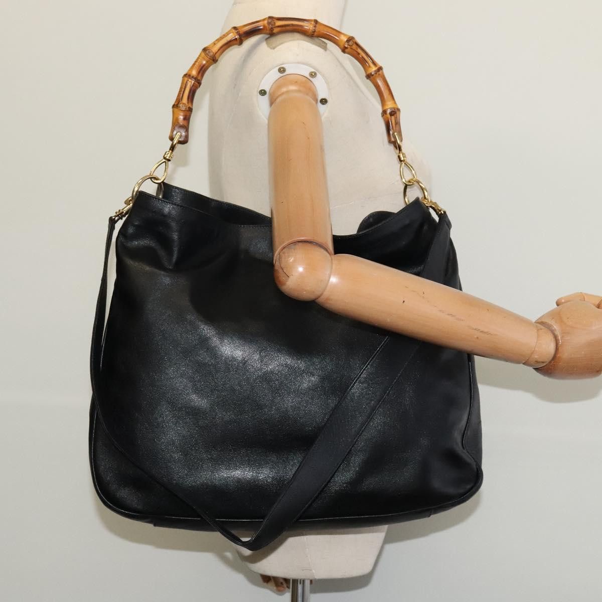Gucci GUCCI Bamboo Hand Bag Leather Black Gold 001 2123 001 2123 Size ONE SIZE - 22 Thumbnail