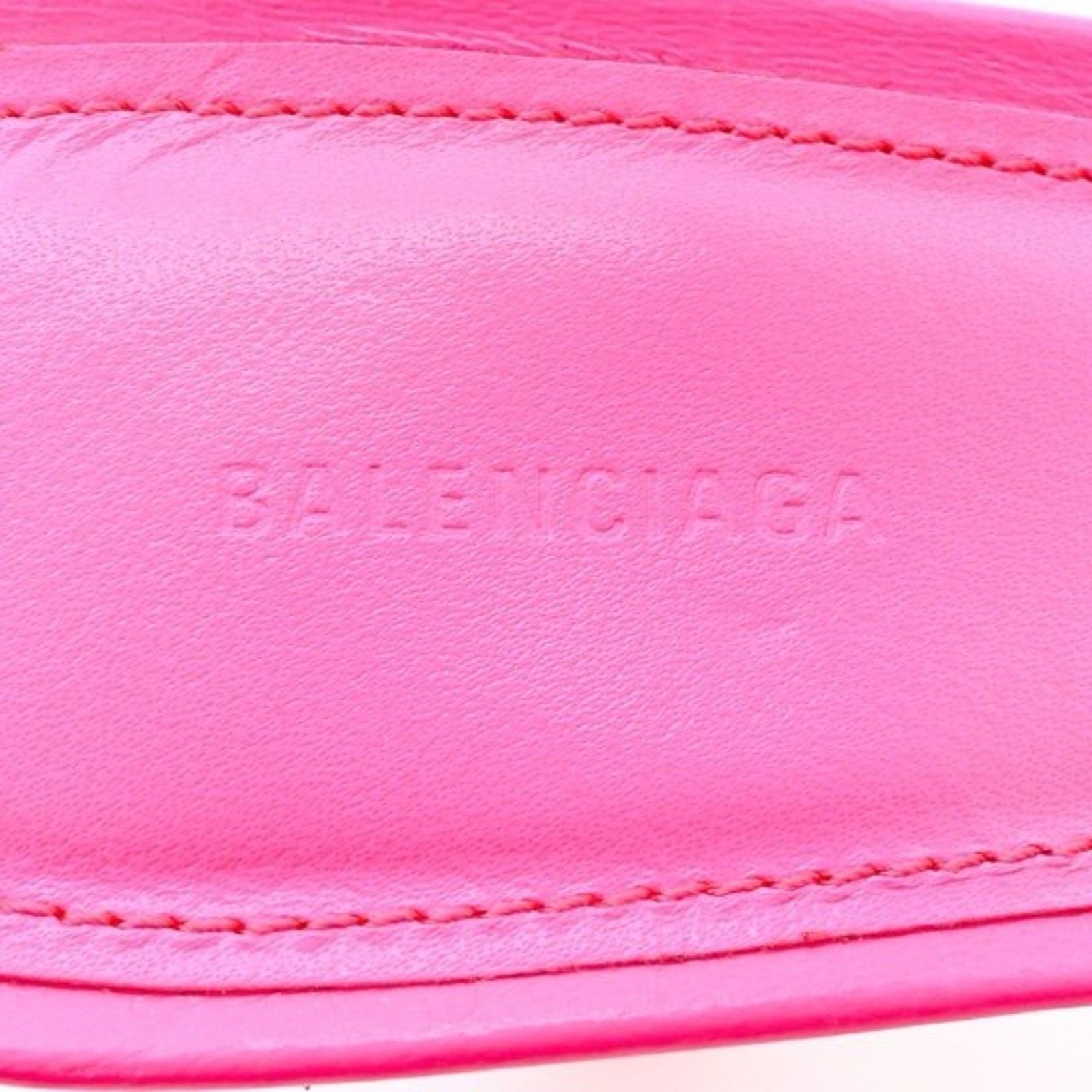Balenciaga Pink Engraved Cagole Slip On Leather Heeled Mules Shoes 37 Size US 7 / IT 37 - 9 Thumbnail