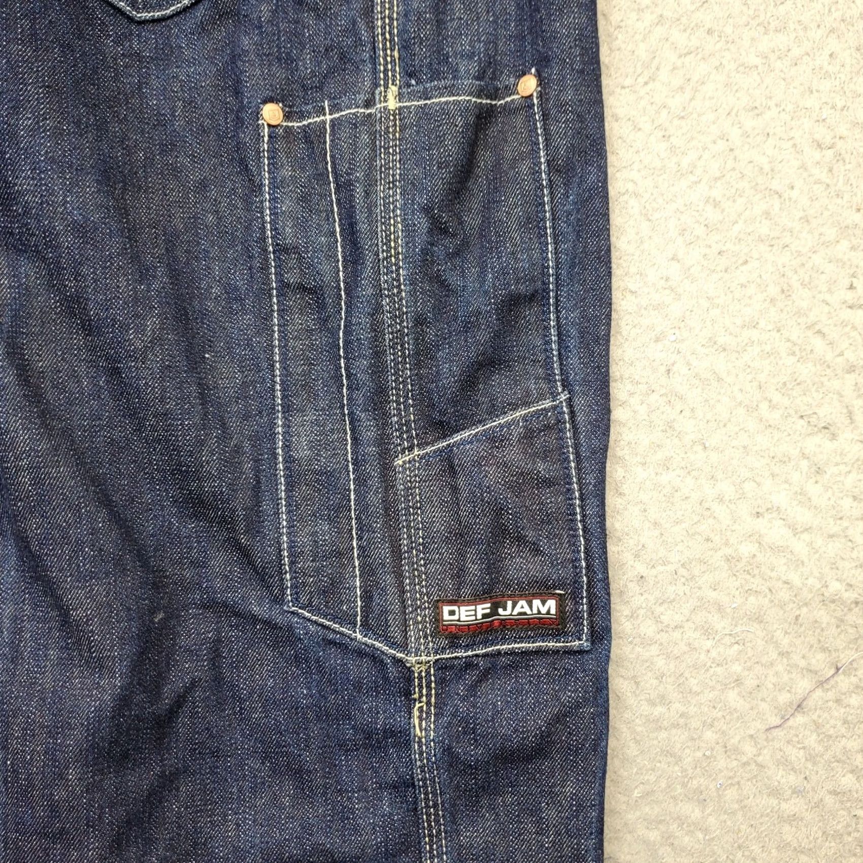 Denime Def Jam University Hip Hop Built Y2K Baggy Jeans Men 36 Blue Denim Frayed Hem Jeans Size 36 Mens Denim Baggy/Relaxed Fit 100% Cotton Slim? Size US 36 / EU 52 - 7 Thumbnail