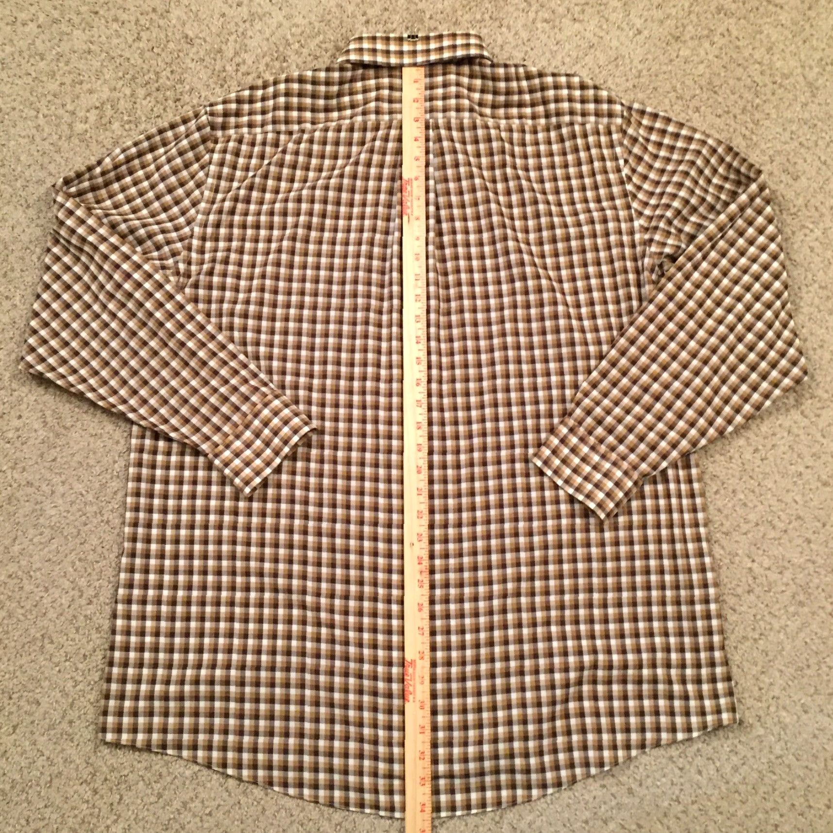 Stafford Stafford Shirt Mens 18 Brown Plaid Long Sleeve Button-Up Shirt Men Brown Plaid 18 Stafford Size US XXL / EU 58 / 5 - 6 Thumbnail