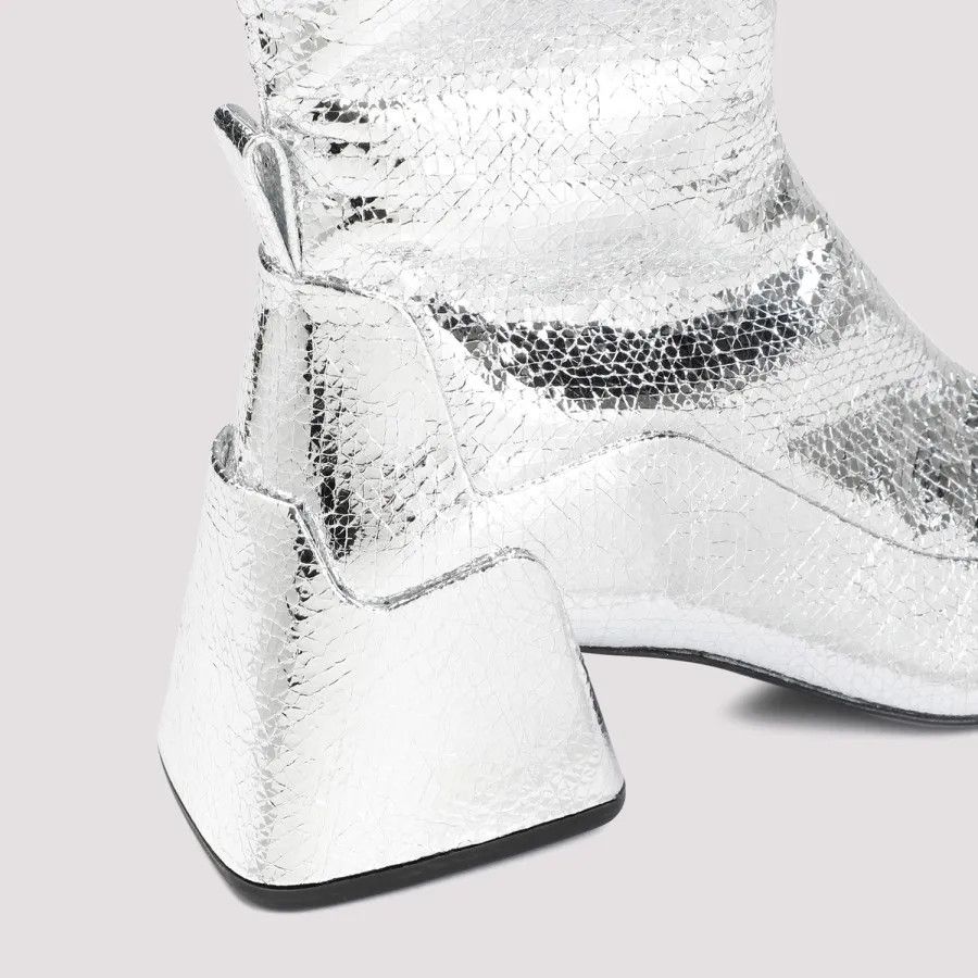 Jil Sander o1y1025 Leather Ankle Boots in Silver Size US 6 / IT 36 - 4 Thumbnail