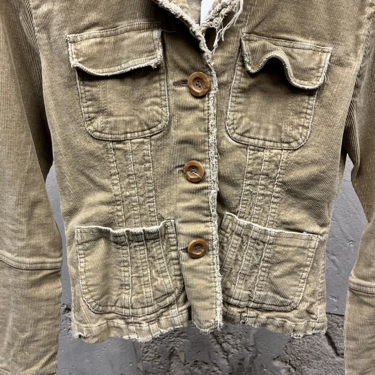Vintage Tulle Vintage Y2K Beige Tan Corduroy Cropped Fitted Jacket M Size M / US 6-8 / IT 42-44 - 3 Thumbnail