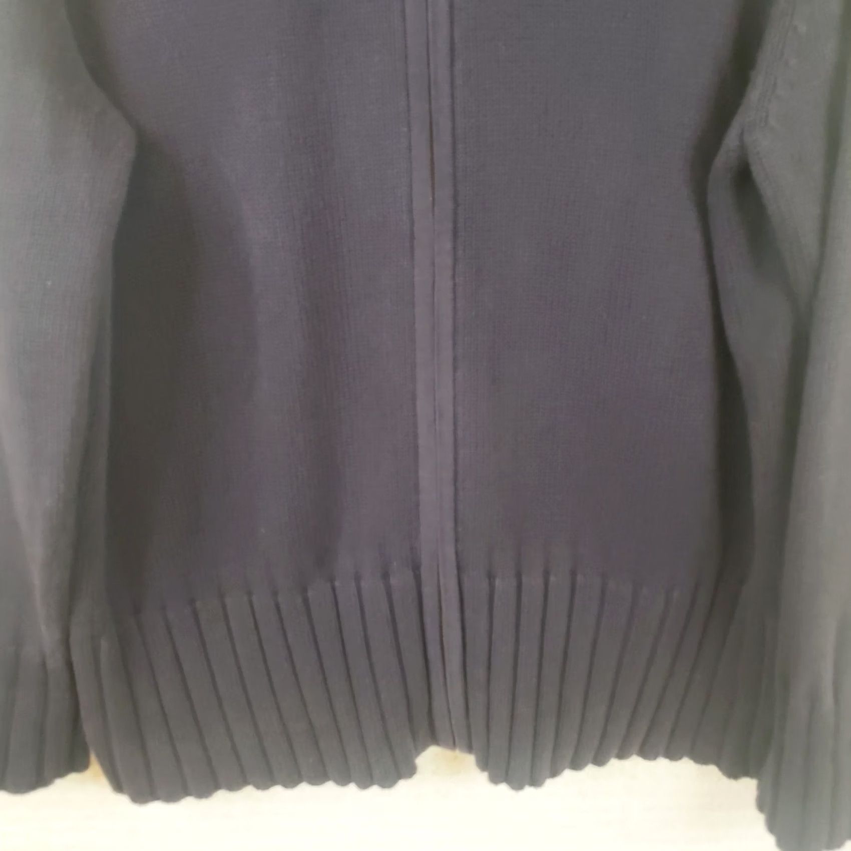Lands' End Lands' End Women's XL Navy Blue Full Zip Mock neck Knit Sweater Cotton Size XL / US 12-14 / IT 48-50 - 3 Thumbnail