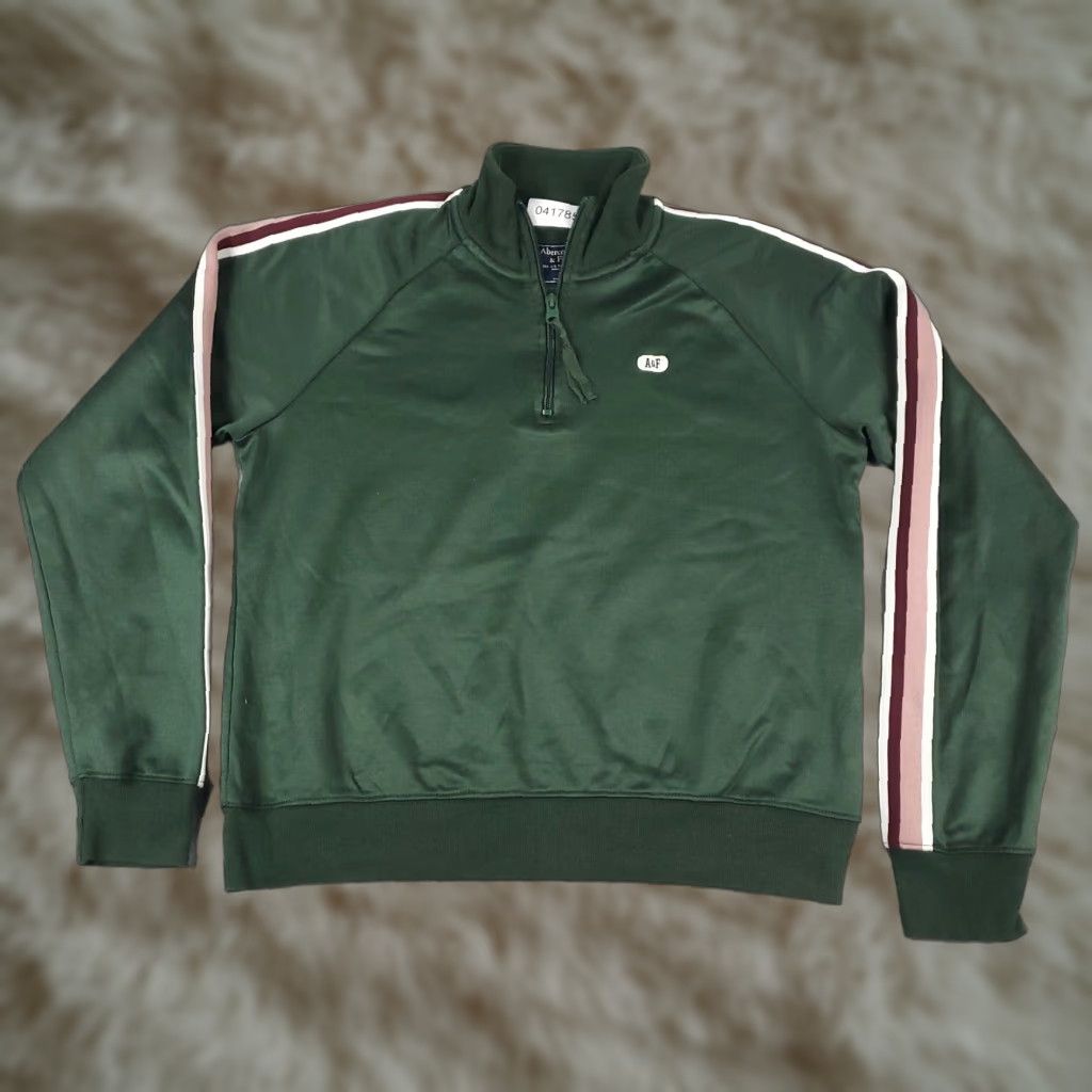 Abercrombie & Fitch Abercrombie & Fitch Jacket Womens Size S Green 1/2 Zip Pullover Track Jacket Size S / US 4 / IT 40 - 1 Thumbnail