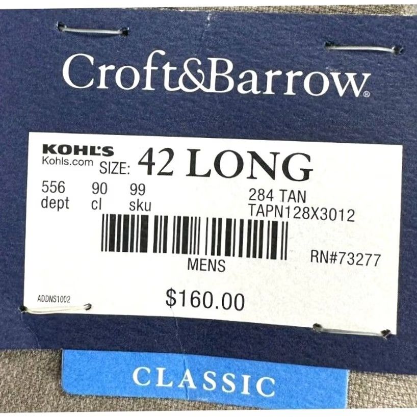 Croft & Barrow VINTAGE? No. Croft Barrow Blazer Mens 42L Tan 2 Button Tuxedo Jacket Classic Long Notch Lapel Business Formal Wedding Garment Shirt? Size 42R - 4 Thumbnail