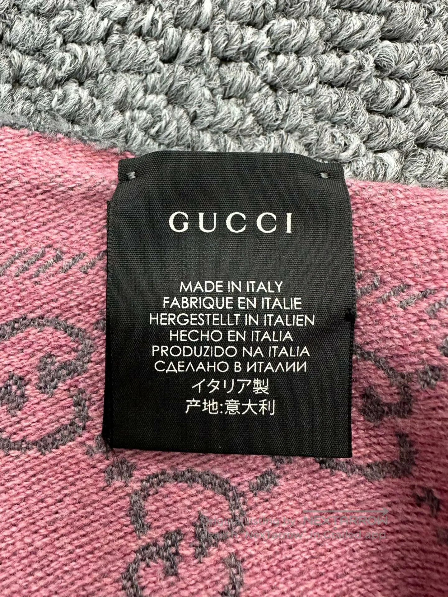 Gucci Guicci Gray Pink Double-sided Printed Logo Fringe Cashmere Size ONE SIZE - 5 Thumbnail