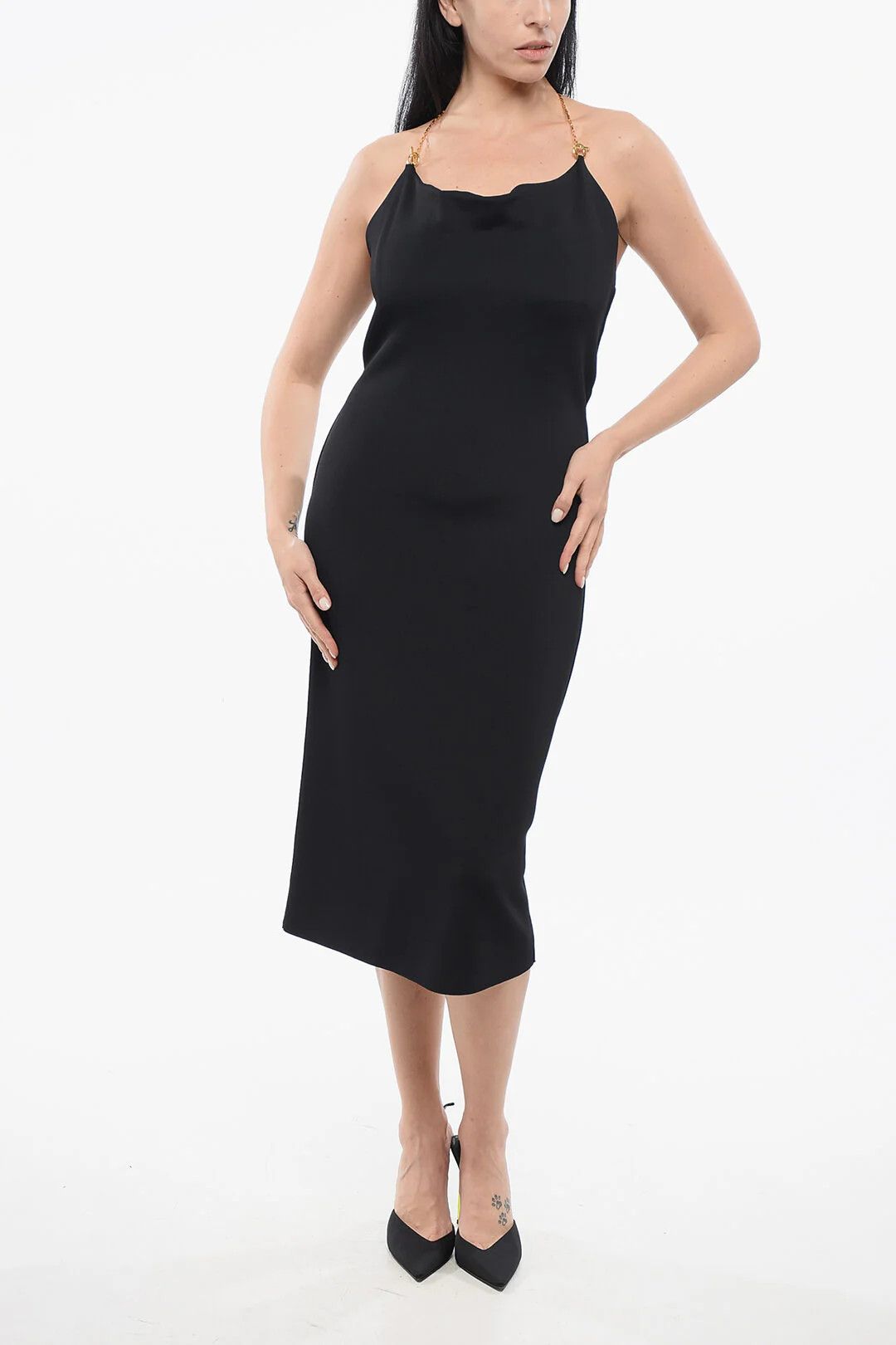 Bottega Veneta og1mm0426 Viscose Dress in Black Size M / US 6-8 / IT 42-44 - 1 Thumbnail
