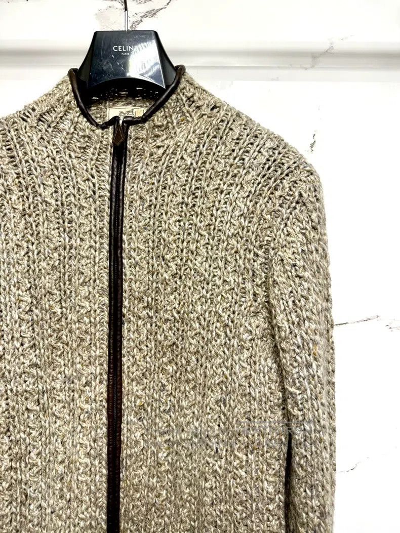 Hermes Hermes Leather Collar Cashmere Knit Jacket with Zipper Size US S / EU 44-46 / 1 - 2 Thumbnail