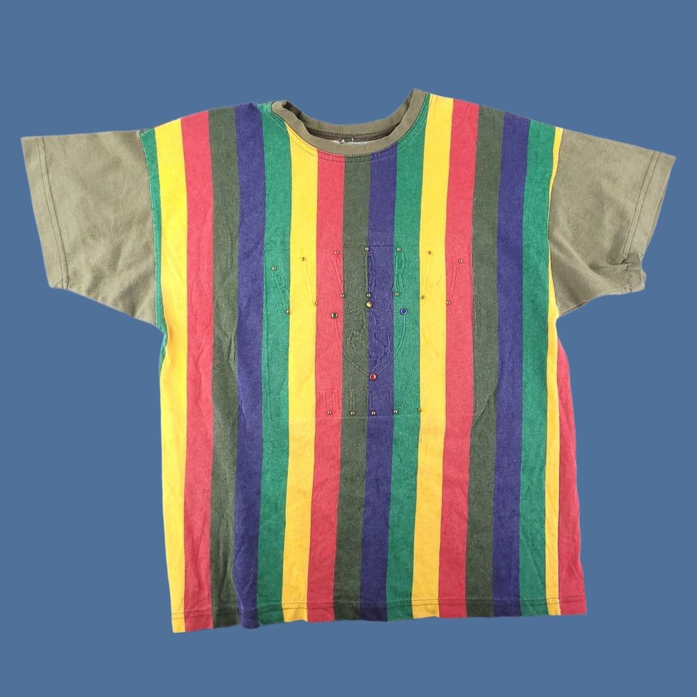 Vintage VINTAGE Beverly Hills Shirt Mens L Retro Vertical Stripe Short Sleeve Tee Size US L / EU 52-54 / 3 - 1 Thumbnail