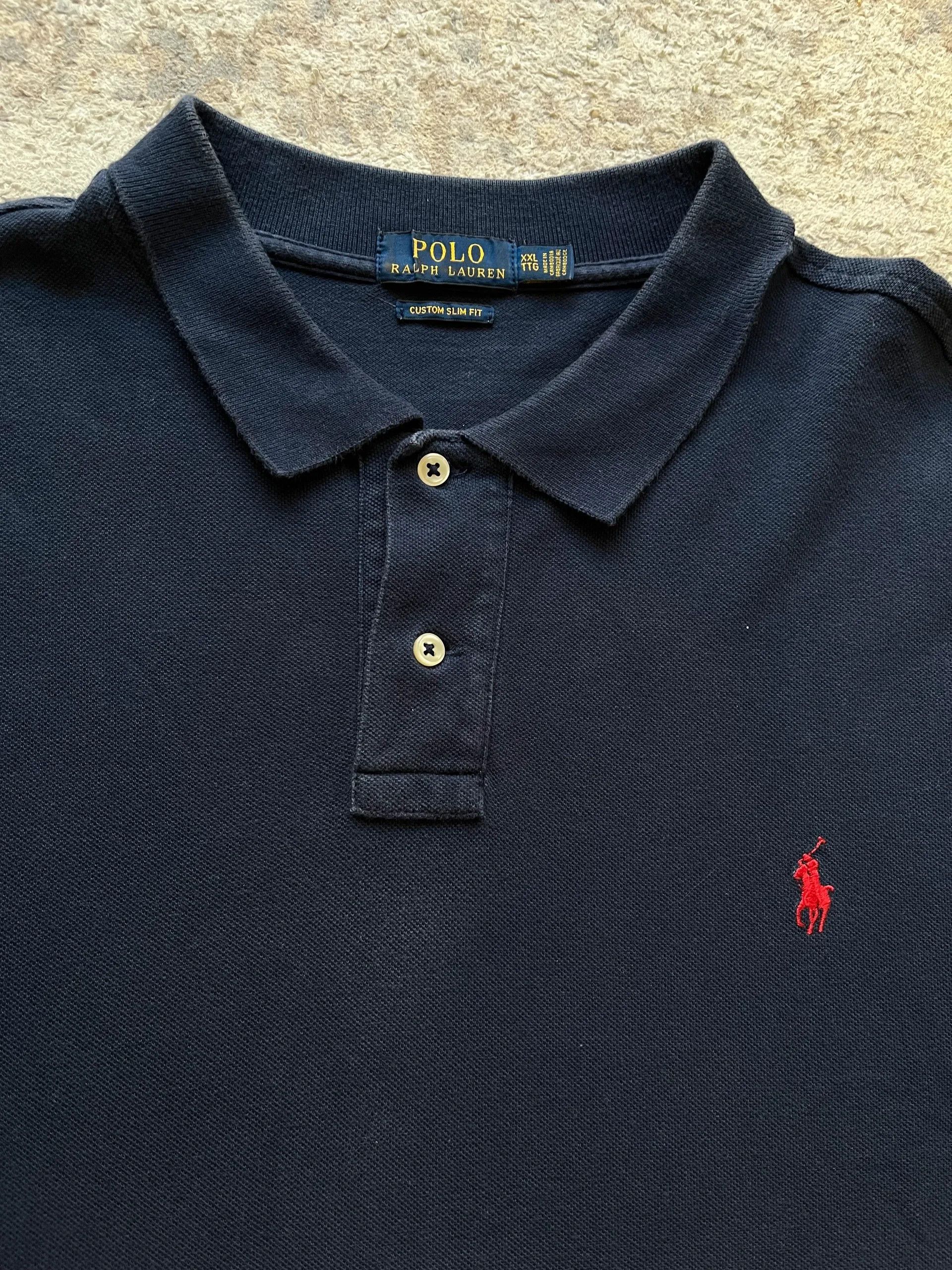 Polo Ralph Lauren Polo Ralph Lauren Navy Red Small Pony Sz XXL Custom Slim Fit Size US XXL / EU 58 / 5 - 6 Thumbnail