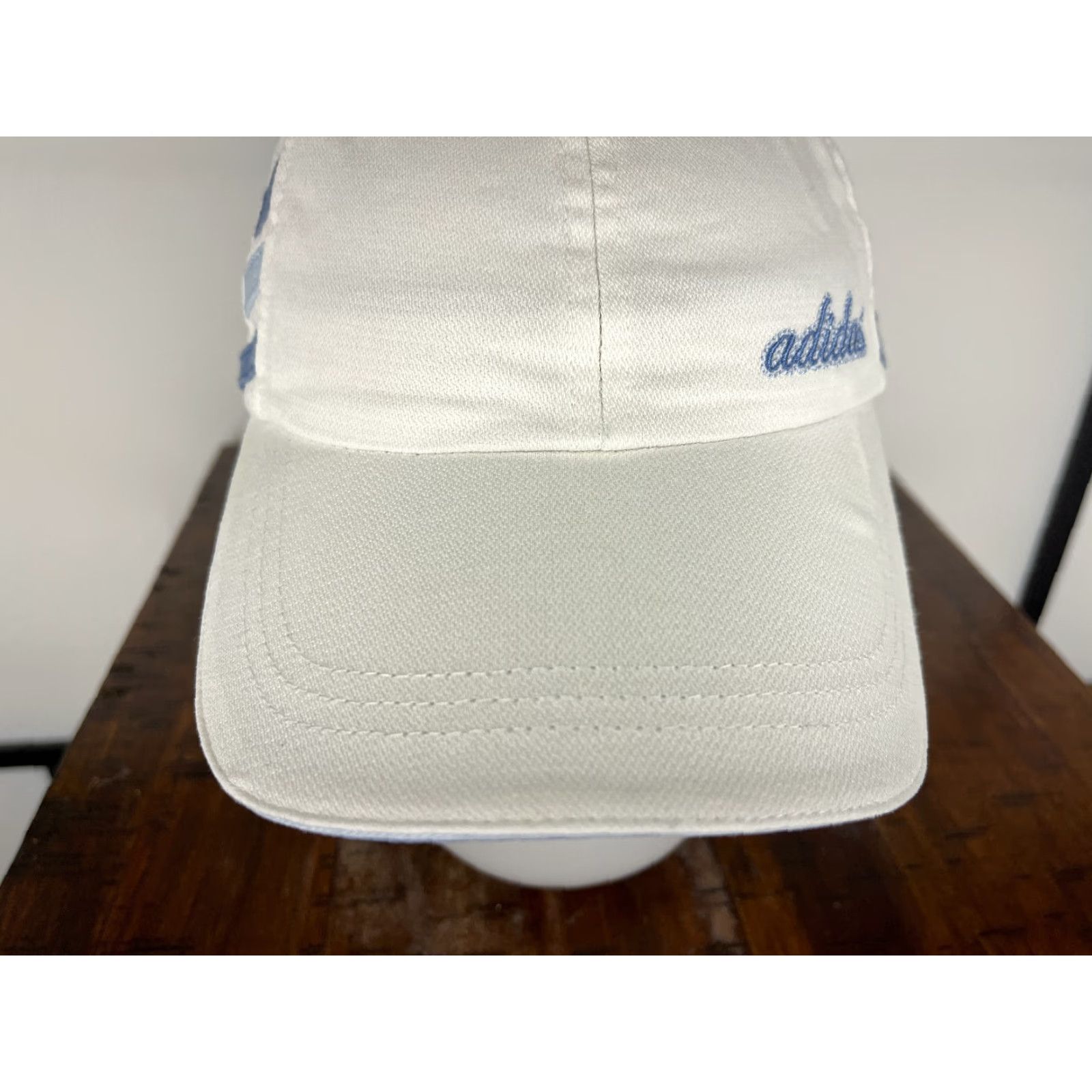 Adidas VINTAGE Adidas Hat Cap Strap Back Adult One Size White Blue Cotton Climalite Size ONE SIZE - 3 Thumbnail