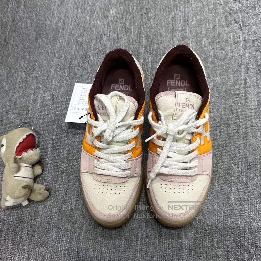 Fendi Fendi FF Logo Pink Orange Sneakers. Size US 8.5 / IT 38.5 - 4 Thumbnail
