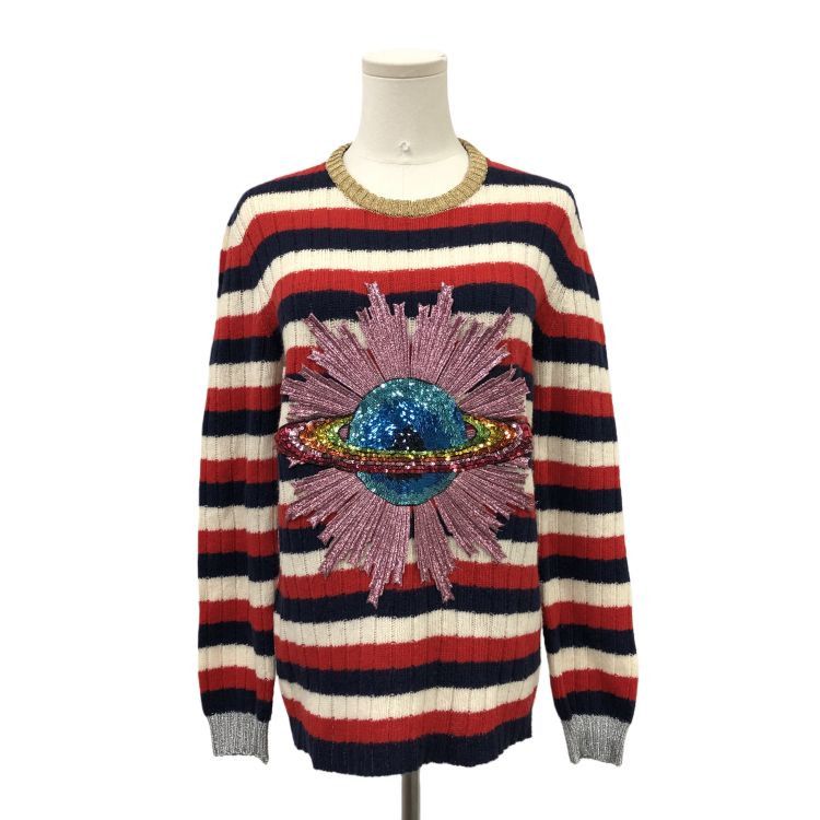 Gucci Gucci Planet Patch Striped Sweater Size L Size US L / EU 52-54 / 3 - 1 Thumbnail