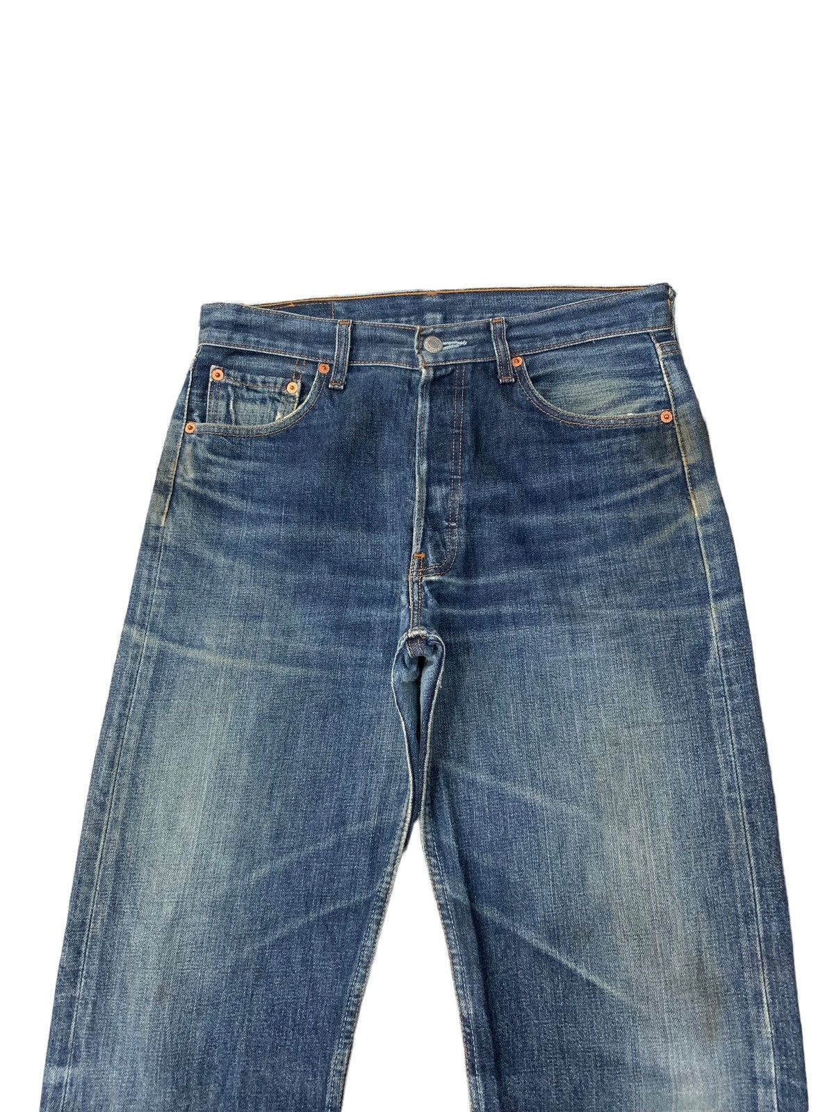 Levi's Levis 501 Buttonfly Distressed Whiskering Denim Pants (AB35) Size US 29 - 4 Thumbnail