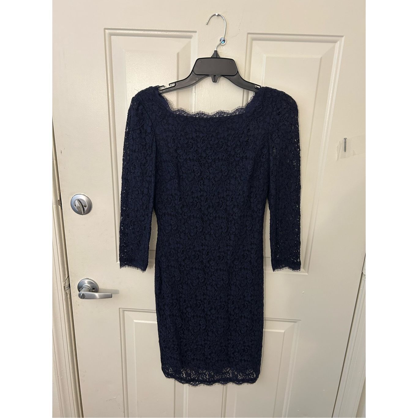 Other Cache Navy Blue Lace Overlay Knee-Length Dress Size 2 Size XS / US 0-2 / IT 36-38 - 9 Thumbnail
