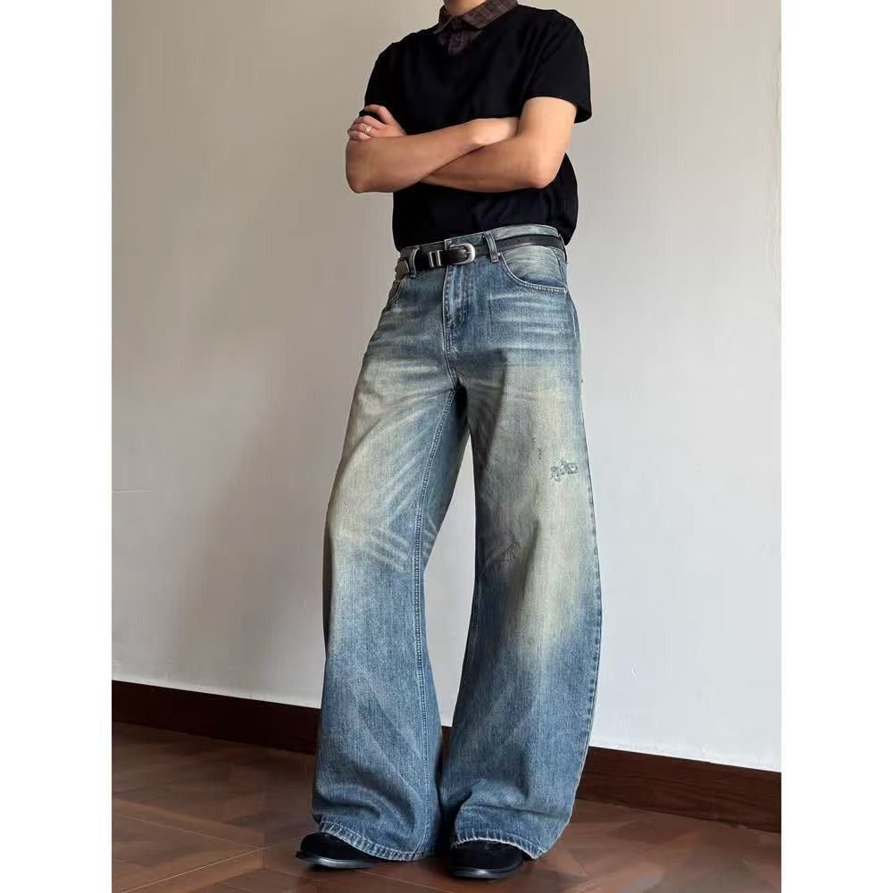 Vintage Blue washed vintage men's ripped jeans Size US 32 / EU 48 - 2 Thumbnail