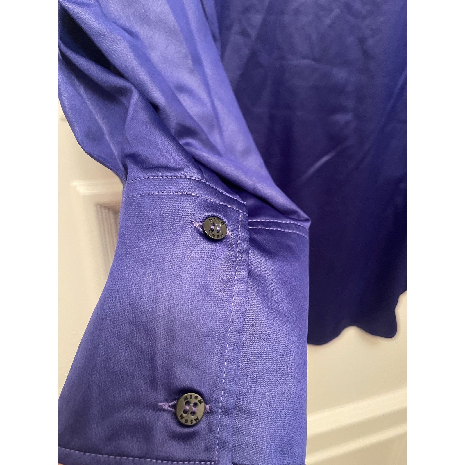MSGM MSGM, Camica/Shirt, Blue Satin, NWT, Size: 42 Size S / US 4 / IT 40 - 3 Thumbnail