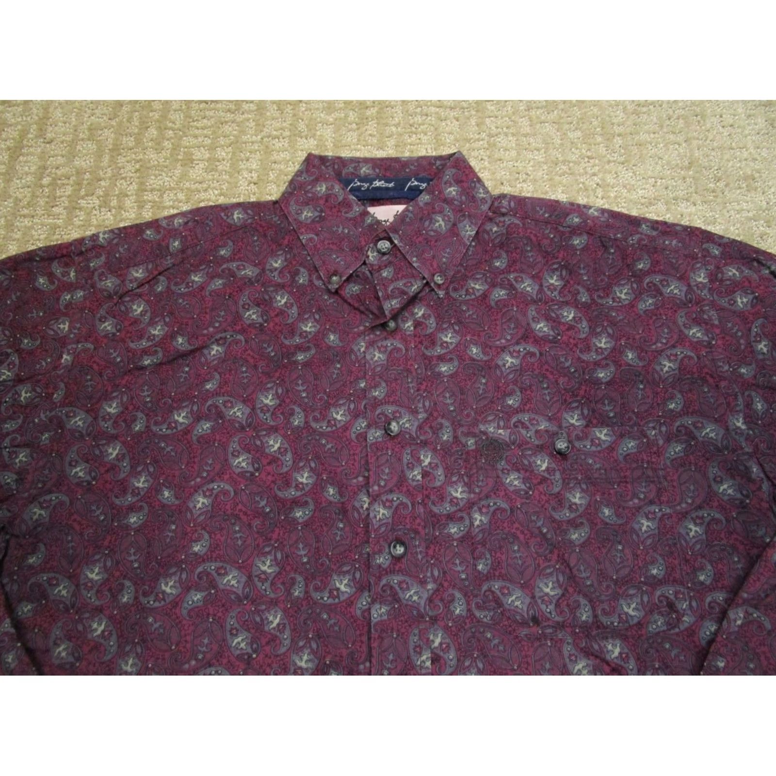 Wrangler Wrangler George Strait Shirt Men M Purple Paisley Western Long Sleeve Button-Up Size US M / EU 48-50 / 2 - 2 Thumbnail