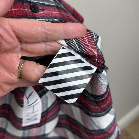 Off-White NEW OFF WHITE burgundy and white long sleeve plaid button Size US L / EU 52-54 / 3 - 9 Thumbnail